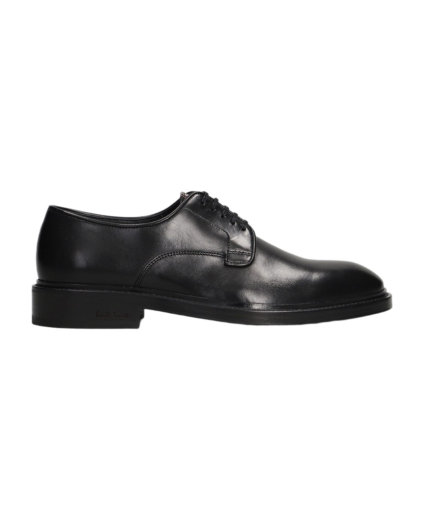 Lace Up Shoes In Black Leather - 1