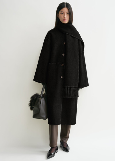 Totême Embroidered scarf coat black outlook