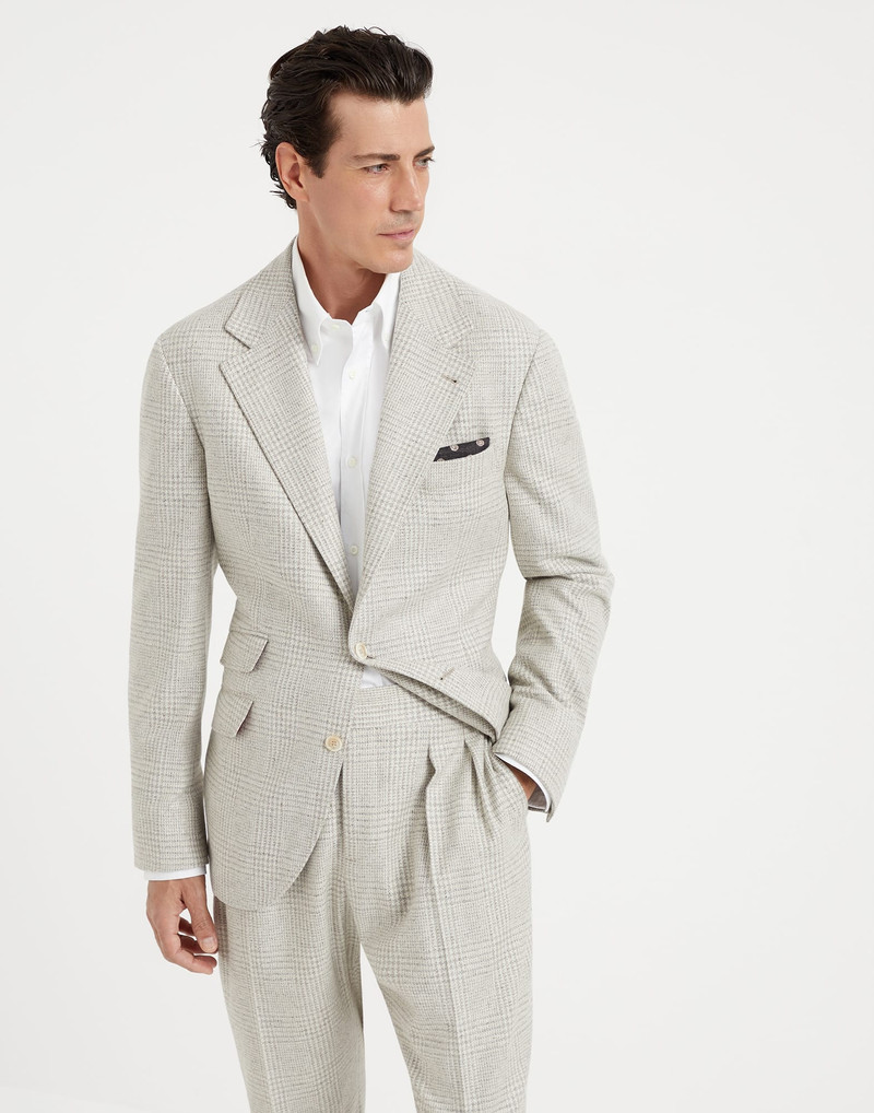 Comfort wool, silk and cashmere Prince of Wales deconstructed Cavallo blazer 1