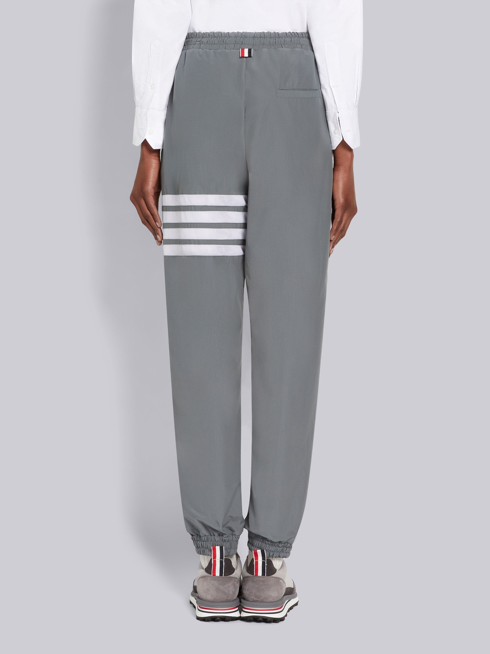 Medium Grey Ripstop Seamed in 4-Bar Drawstring Waist Track Pants - 3