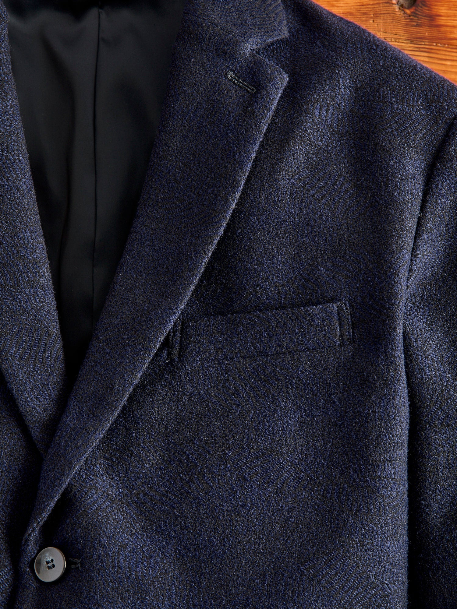 Wind Flow Jacquard 2B Jacket in Dark Navy - 7