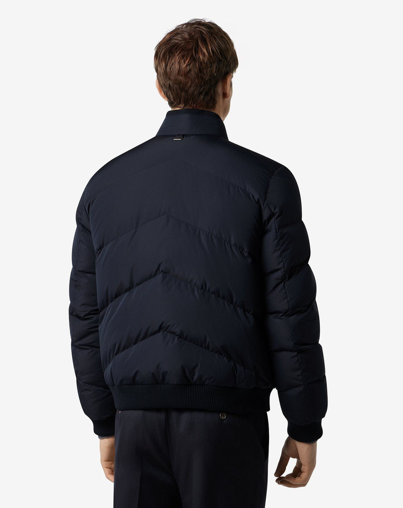 Blue techno poplin down bomber jacket 3