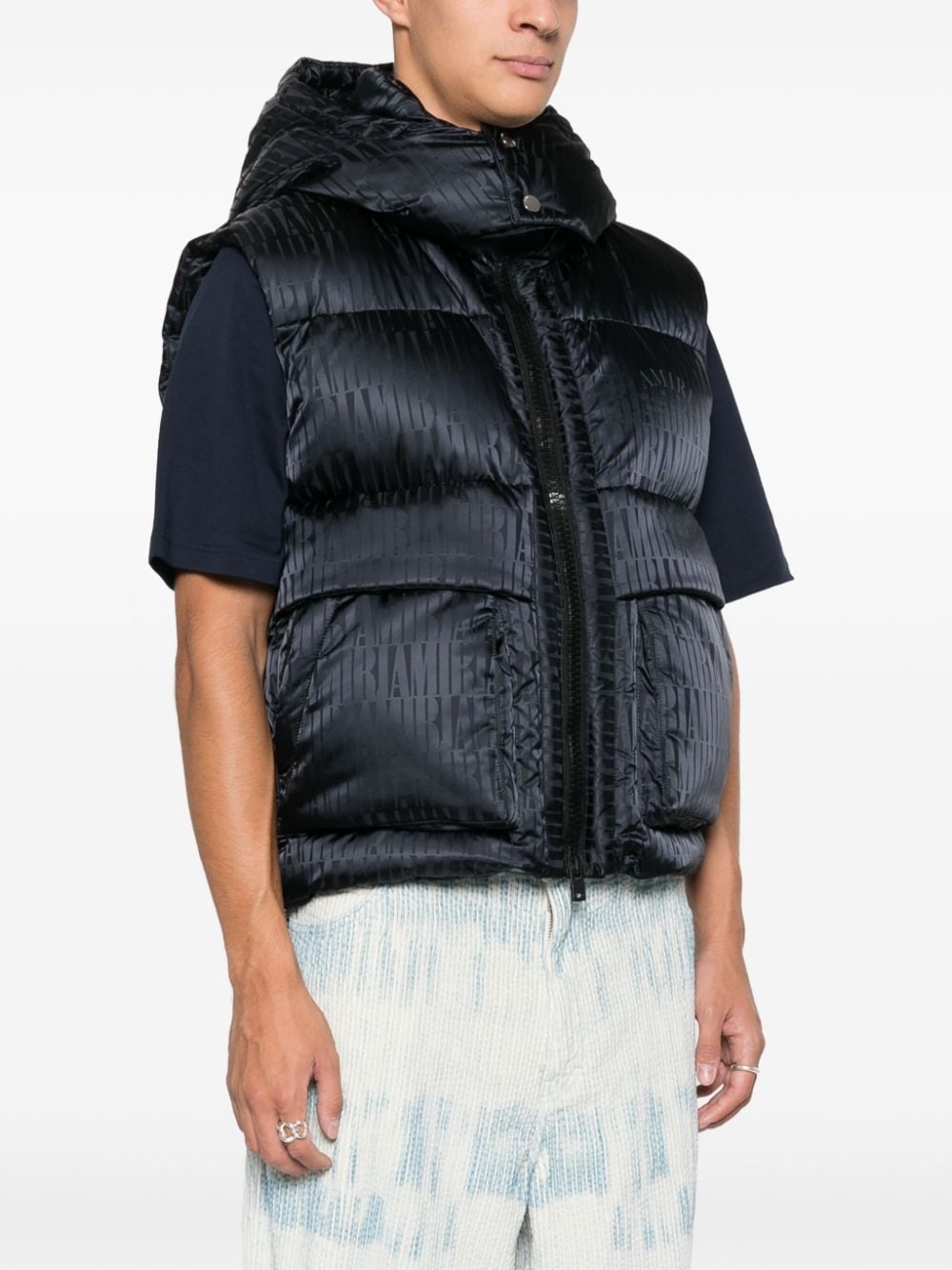 logo-print padded gilet - 3