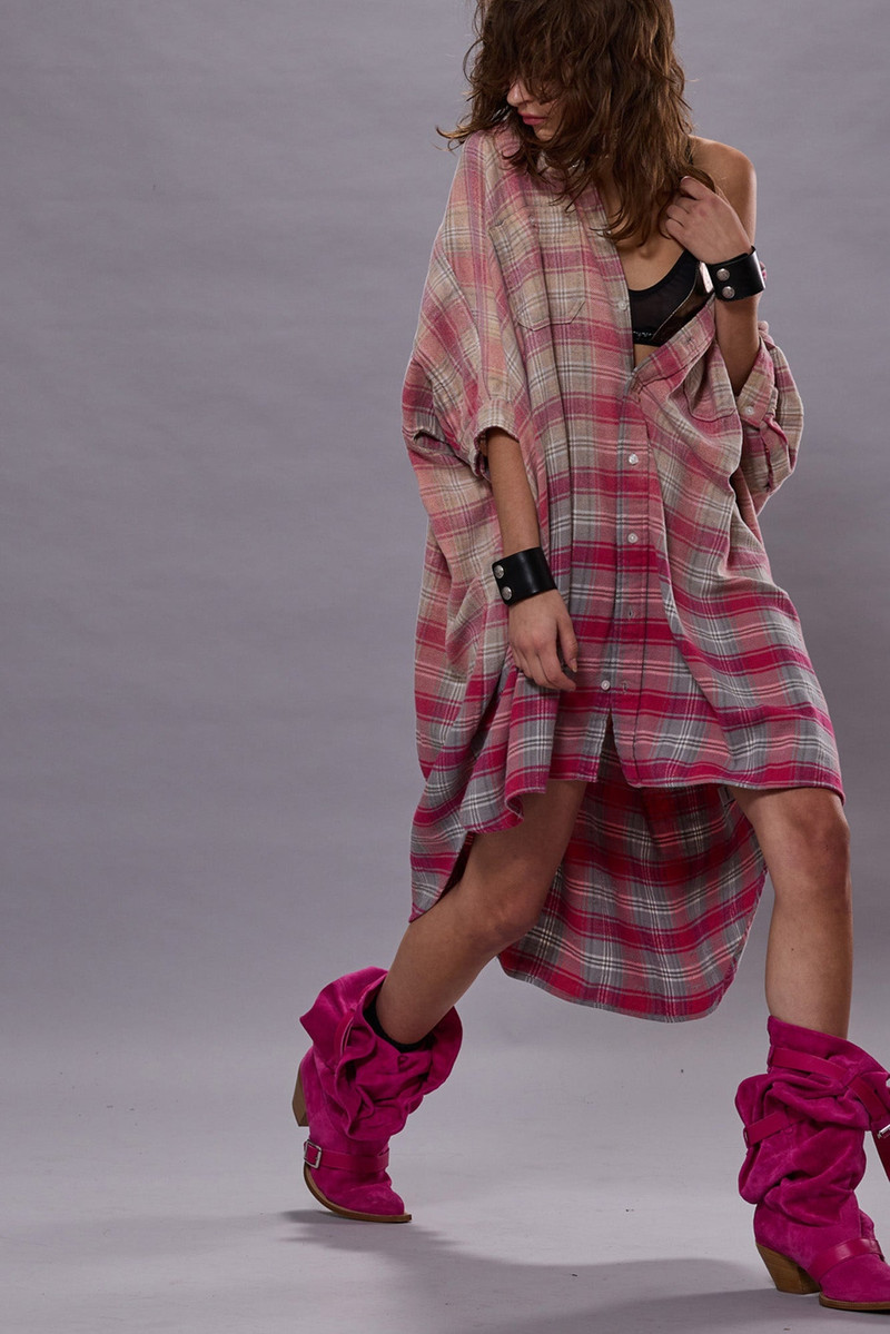 R13 PLAID OVERSIZED BOXY SHIRTDRESS outlook