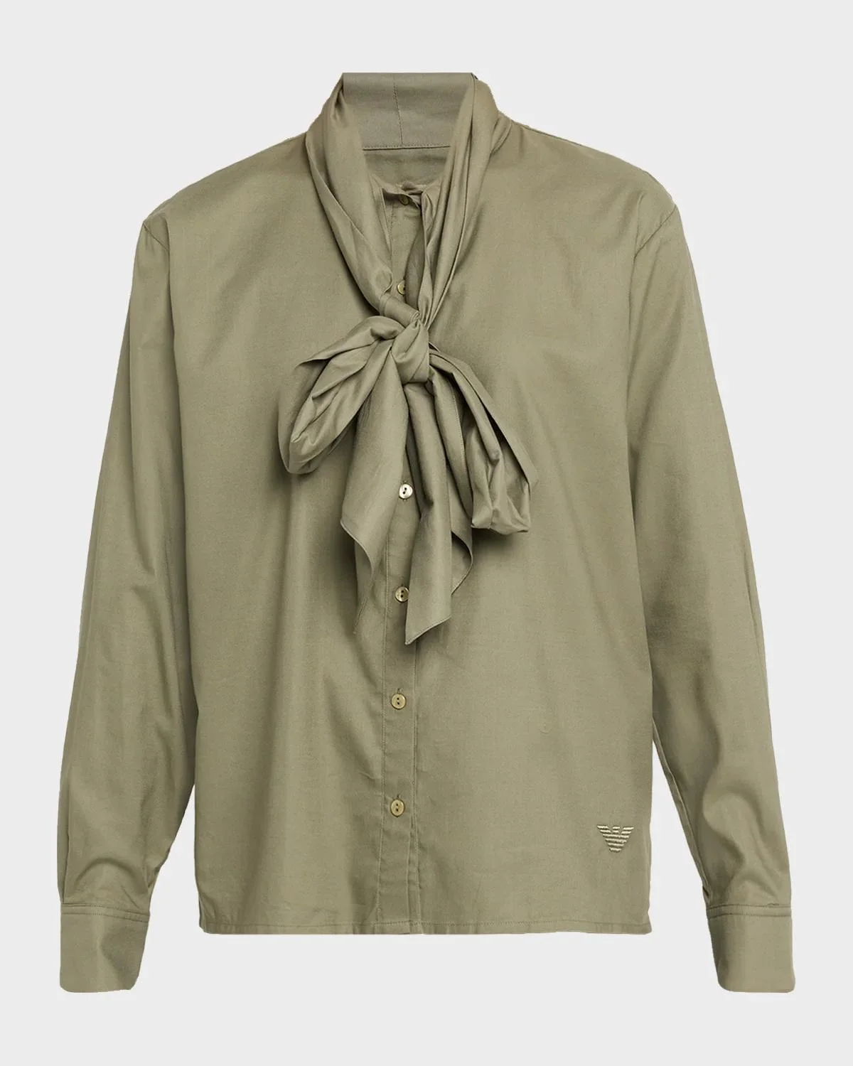 Button-Front Scarf Shirt - 1