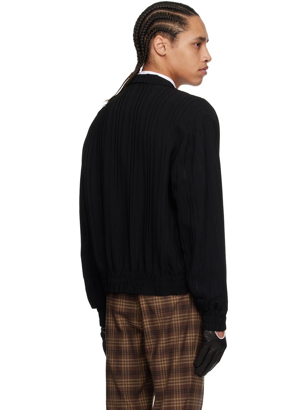 Black Pin Stripe Track Jacket - 3