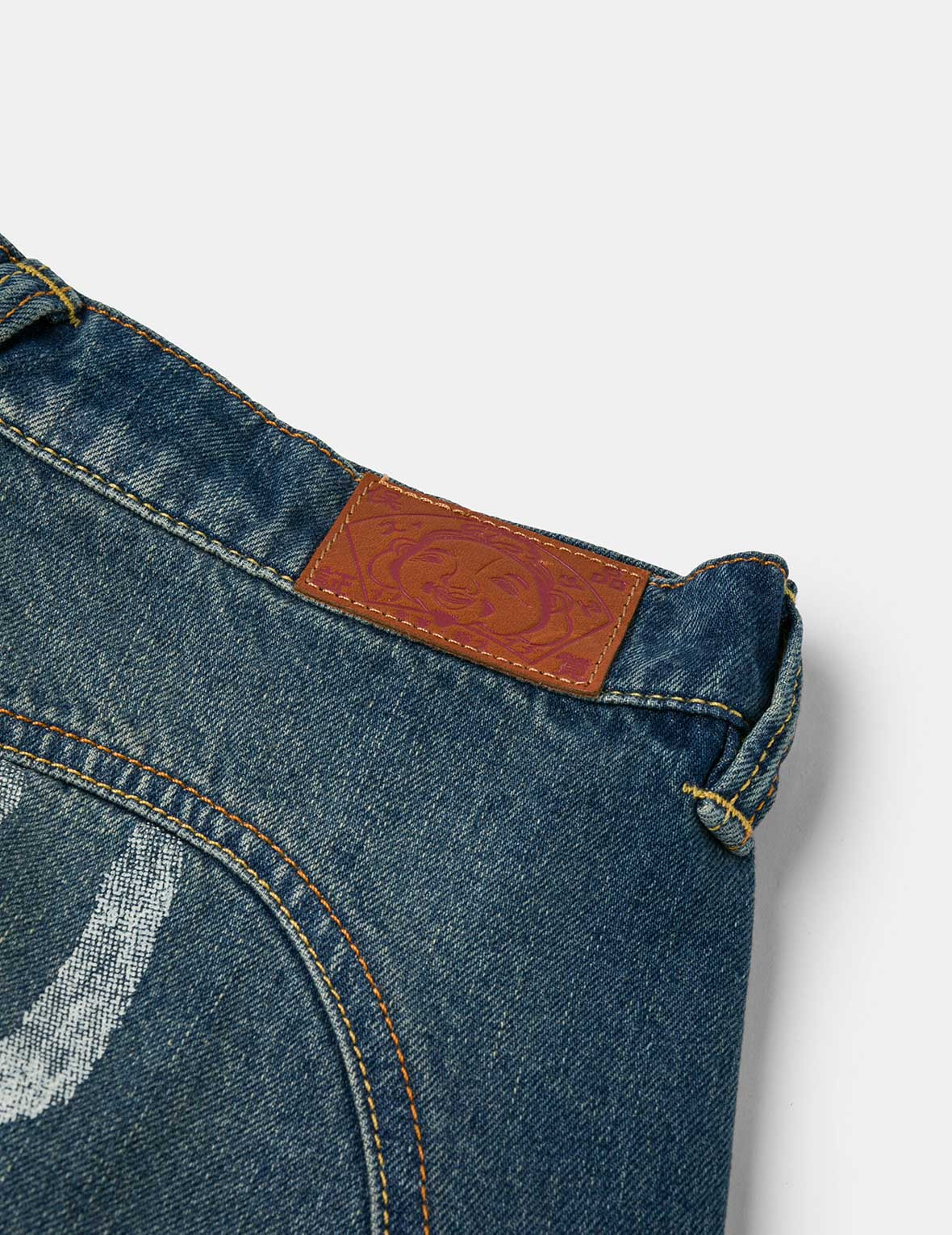 Slogan Print Fashion Fit Washed Denim A-line Skirt - 6