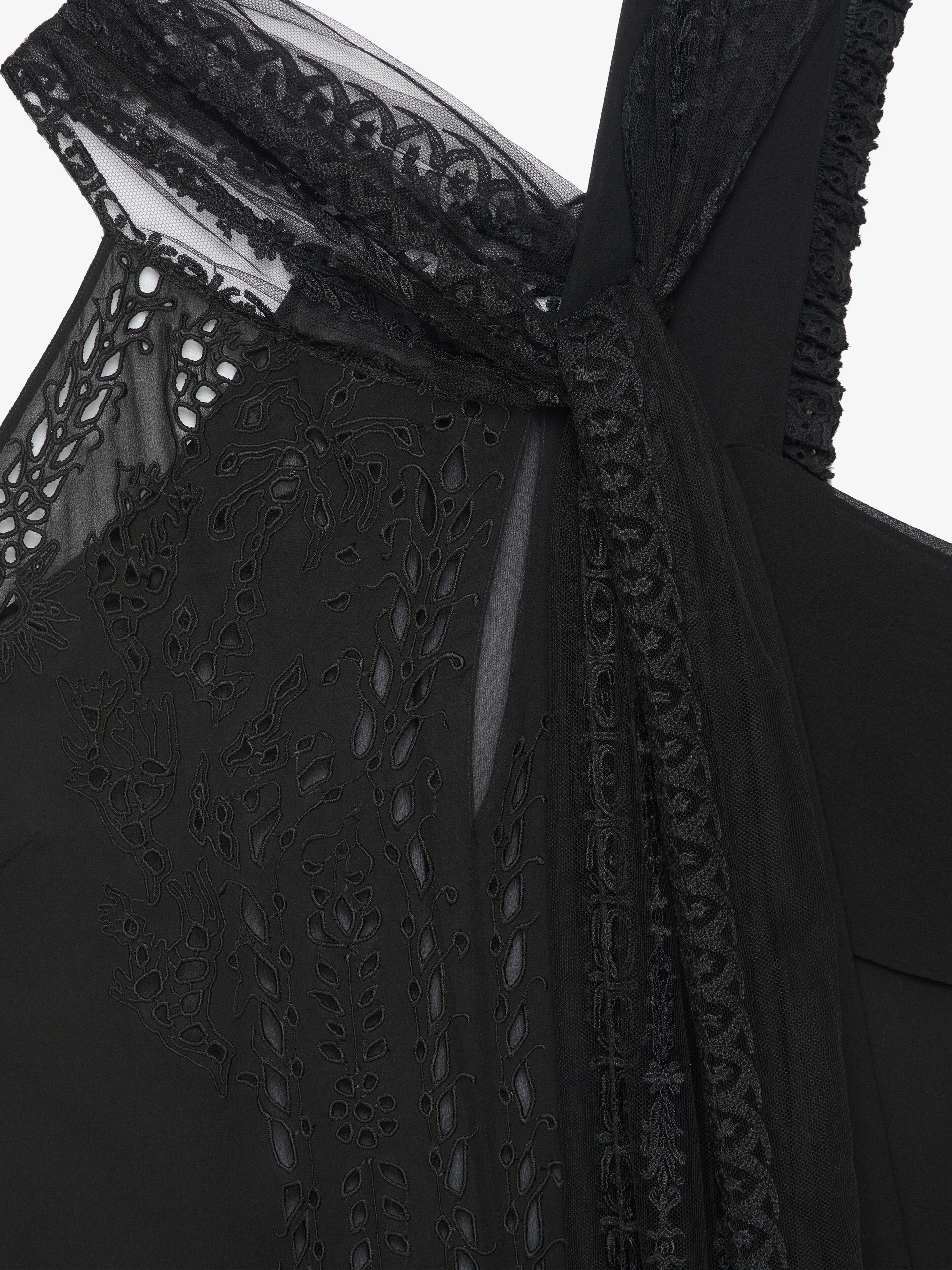 TOP IN EMBROIDERED SILK WITH ASCOT TIE - 5