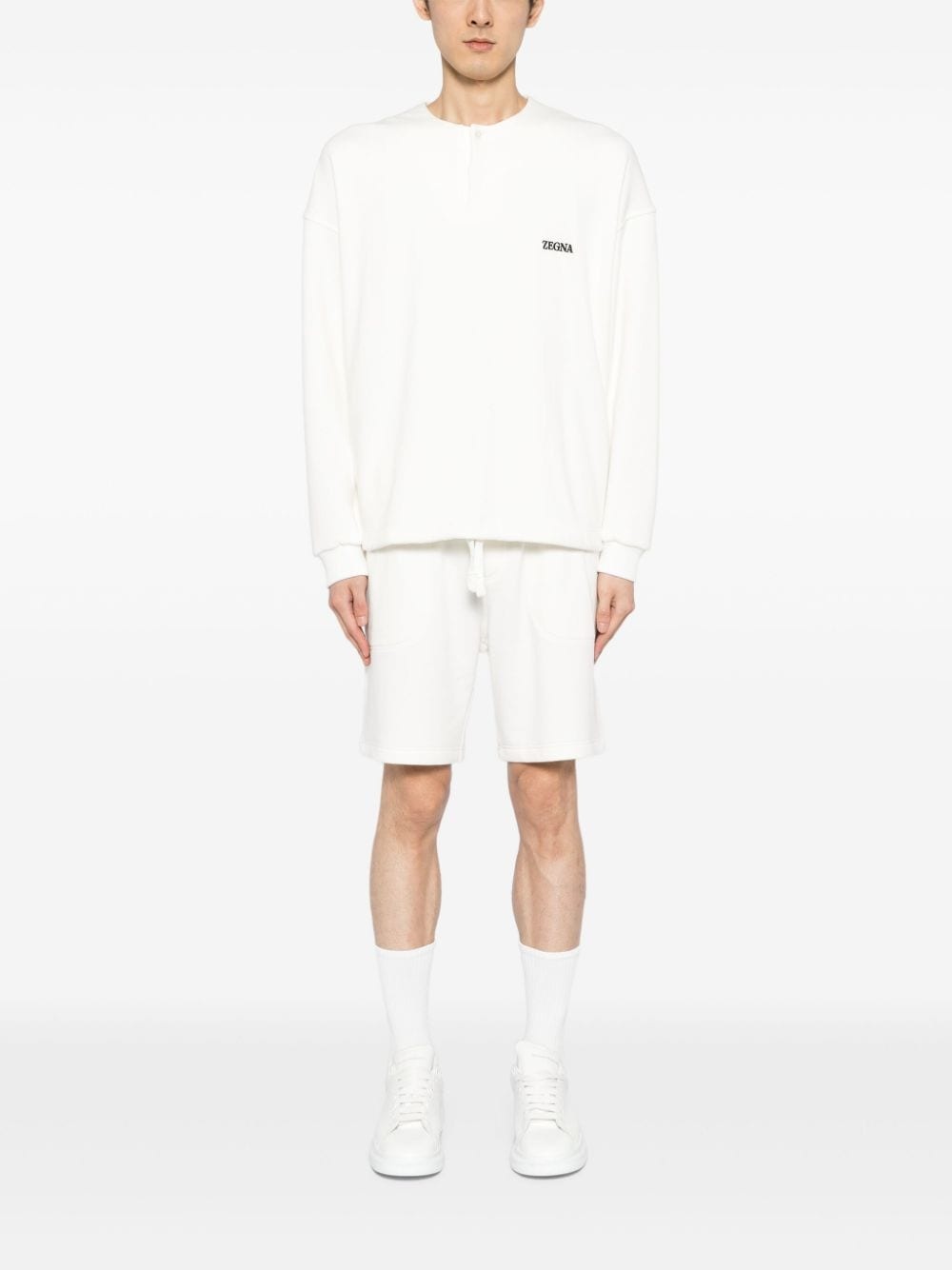 logo-embroidered jersey track shorts - 2