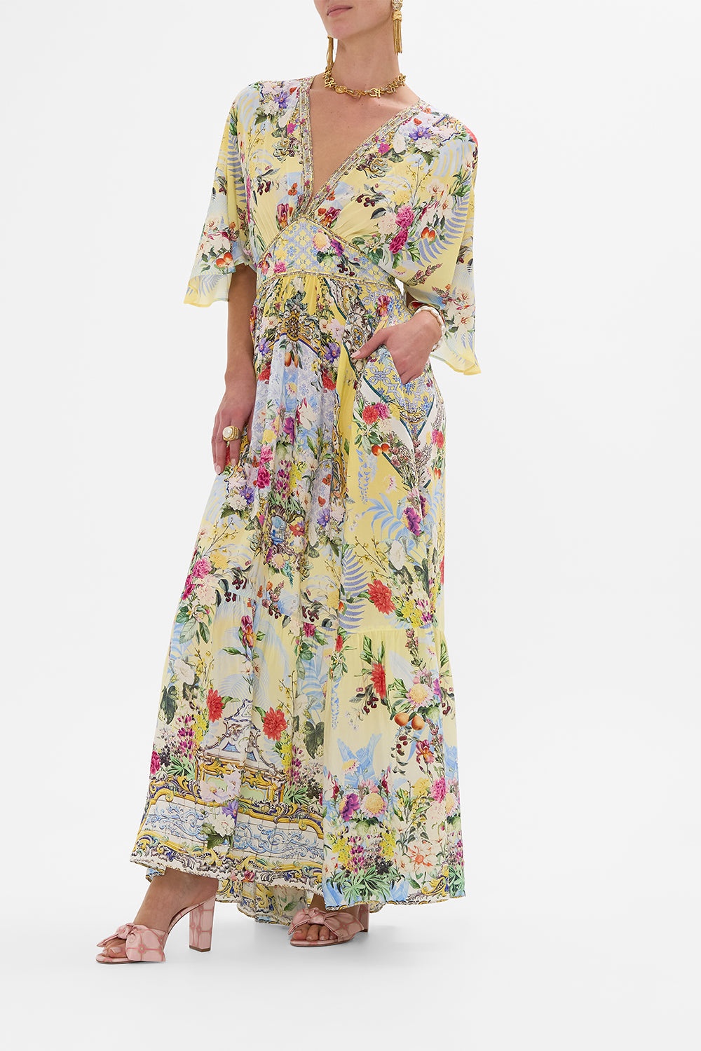 WAISTED DRESS WITH HEM RUFFLE - 4