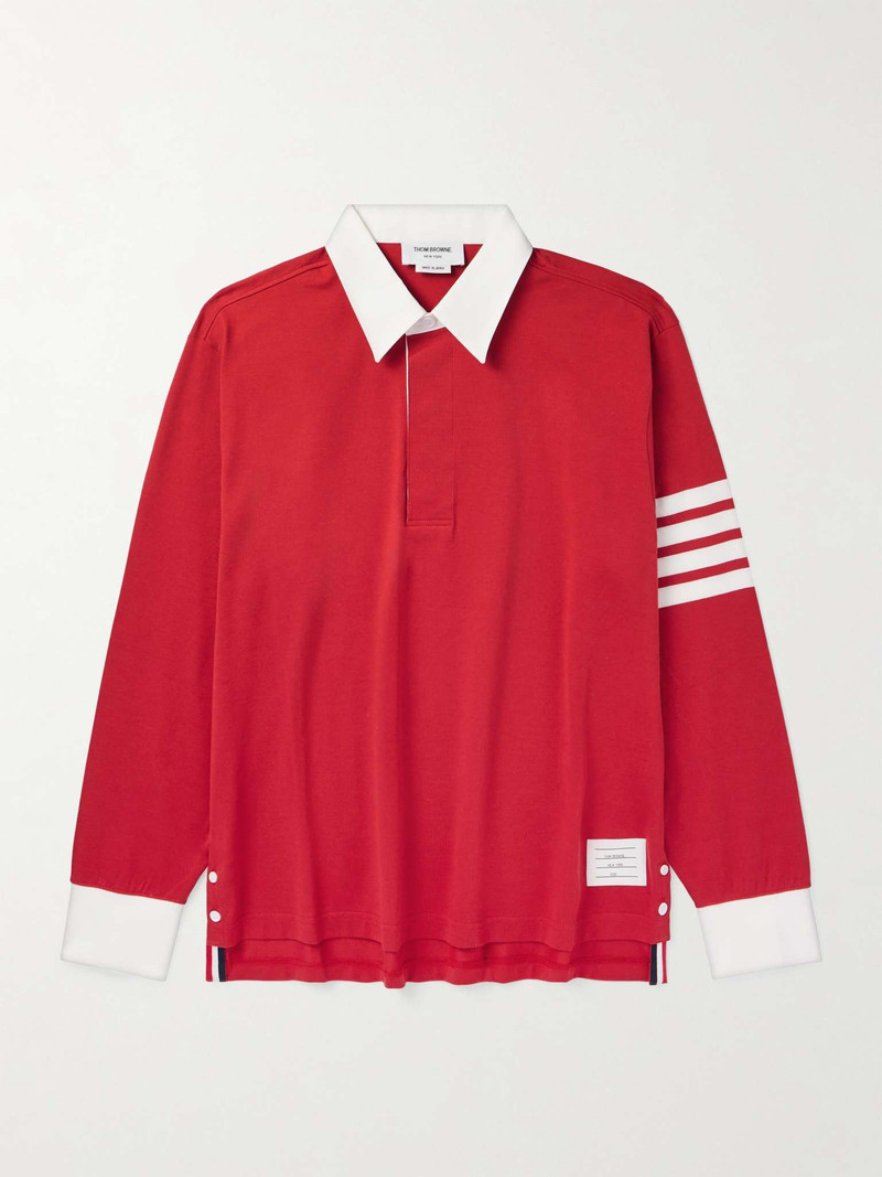 Logo-Appliquéd Striped Cotton-Jersey Polo Shirt 1