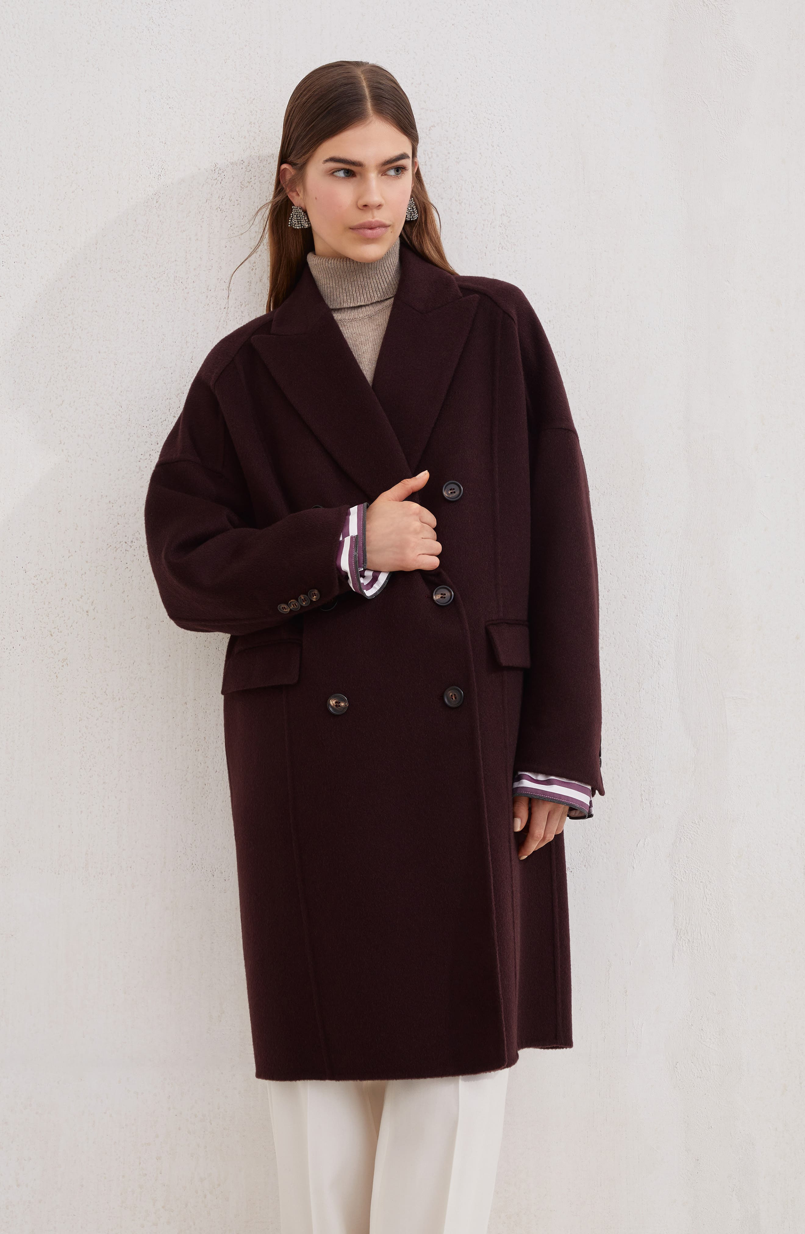 Brunello Cucinelli Handcrafted coat in Burgundy at Nordstrom - 2