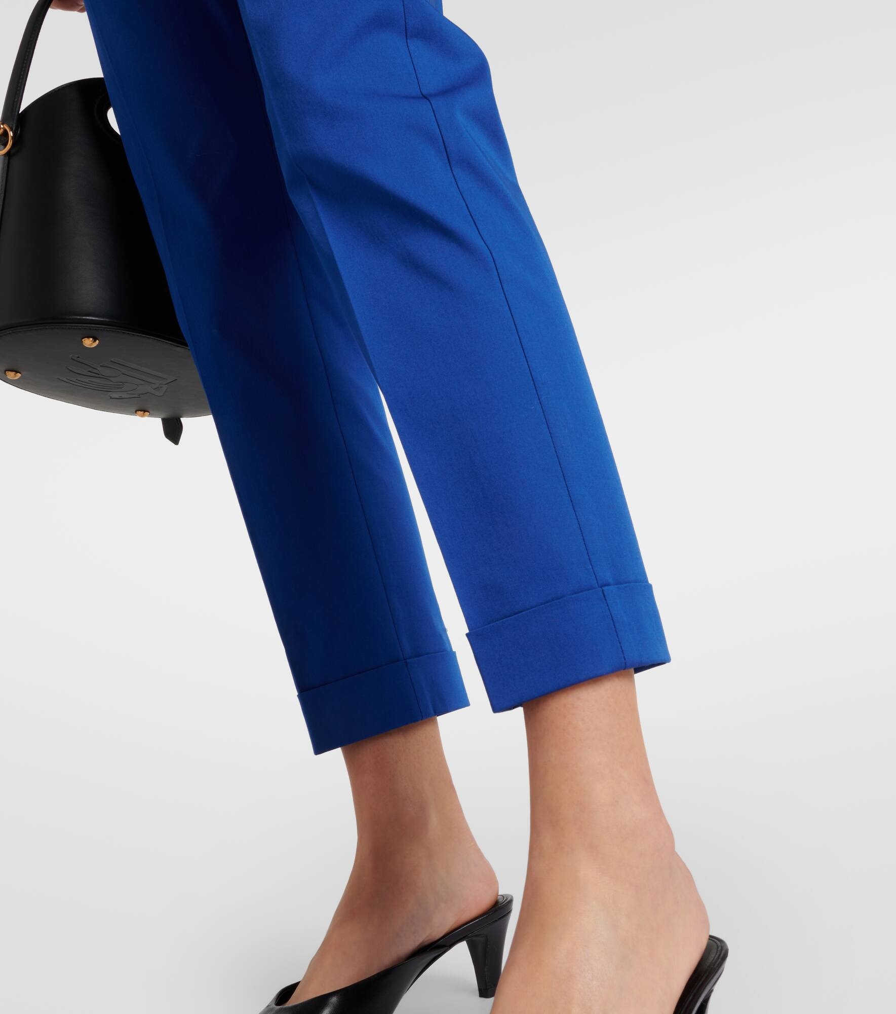 High-rise cotton-blend slim pants - 5