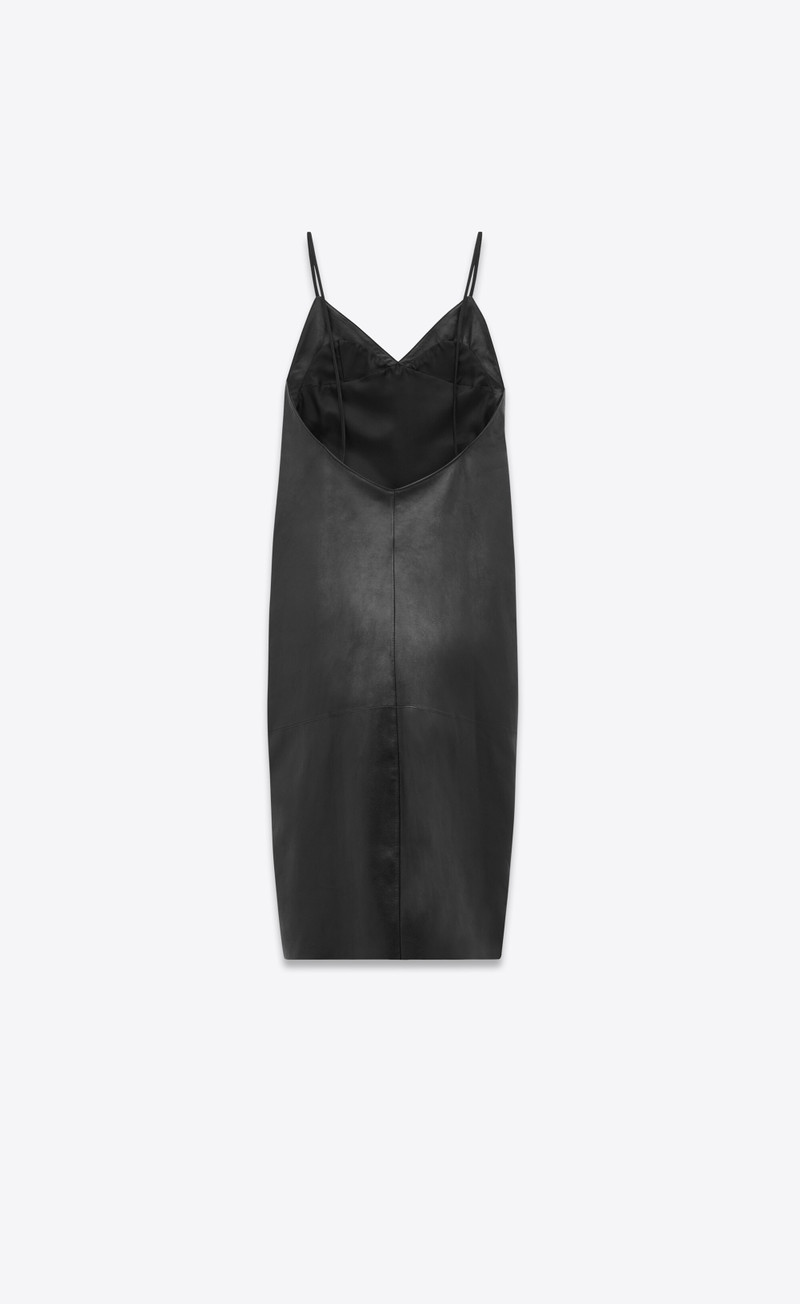 SAINT LAURENT backless slip dress in lambskin outlook