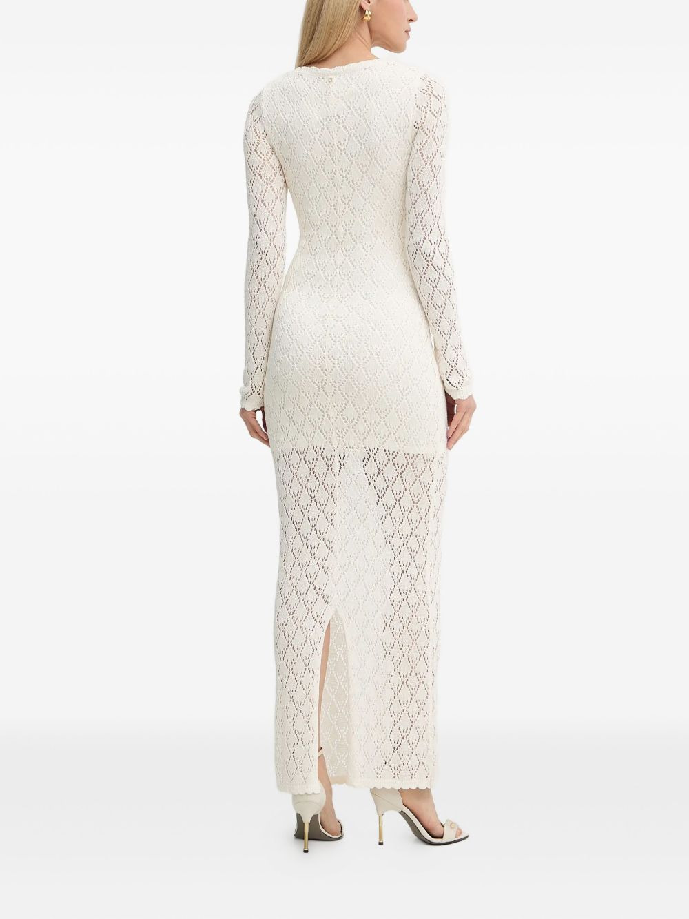 lace-up crochet maxi dress - 3
