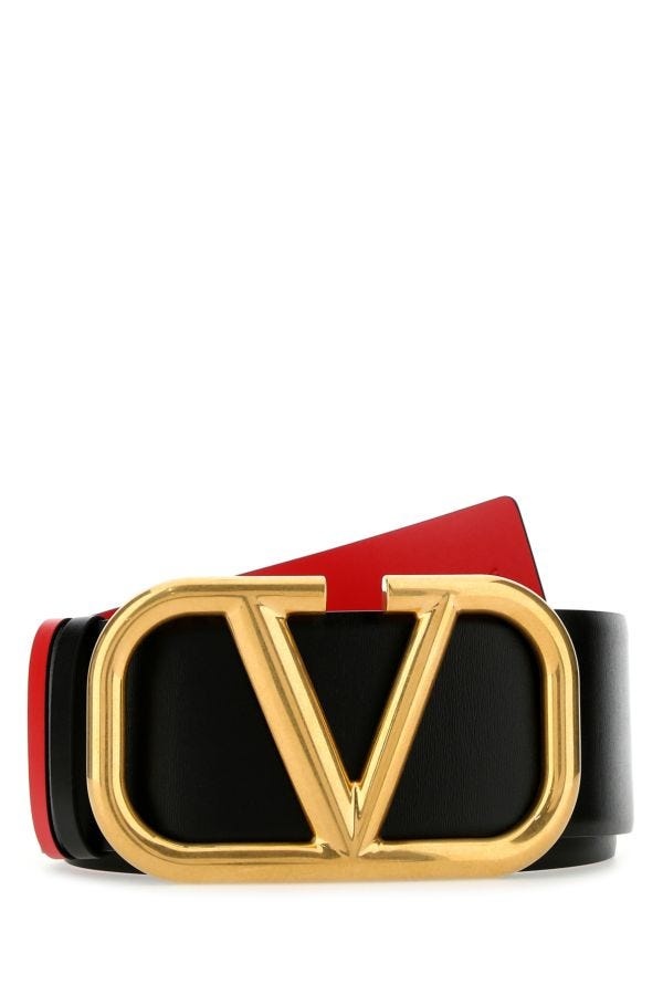 Valentino Garavani Woman Black Leather Vlogo Signature Reversible Belt - 1