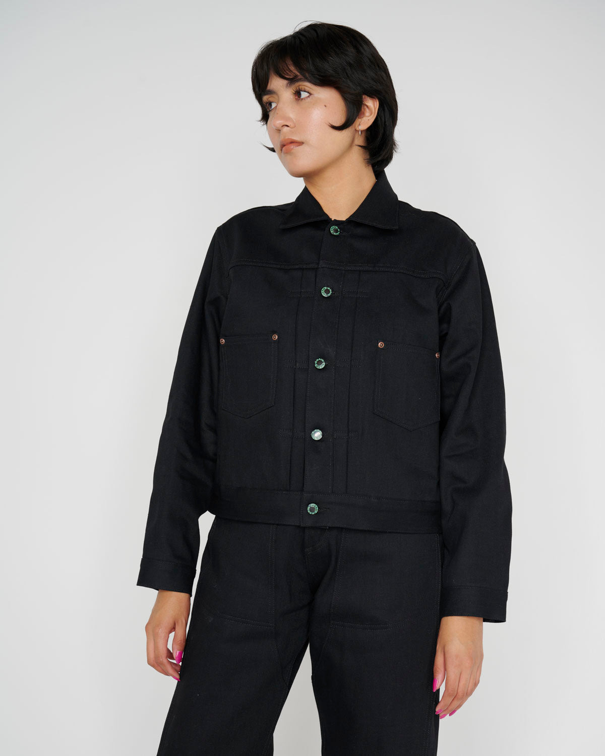 Trucker Jacket 13.2oz Selvedge Denim - Solid Black - 6