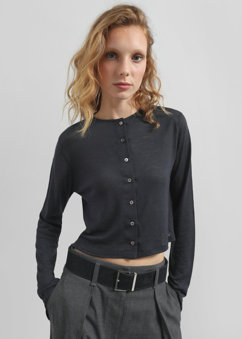 Vinni Thin Wool Cardigan - Navy 8