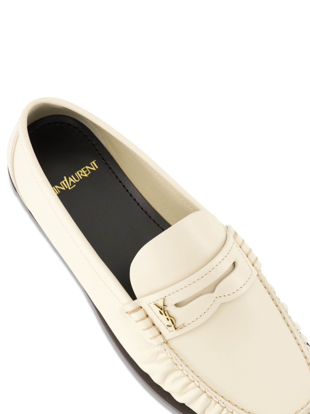 logo-plaque leather loafers - 5