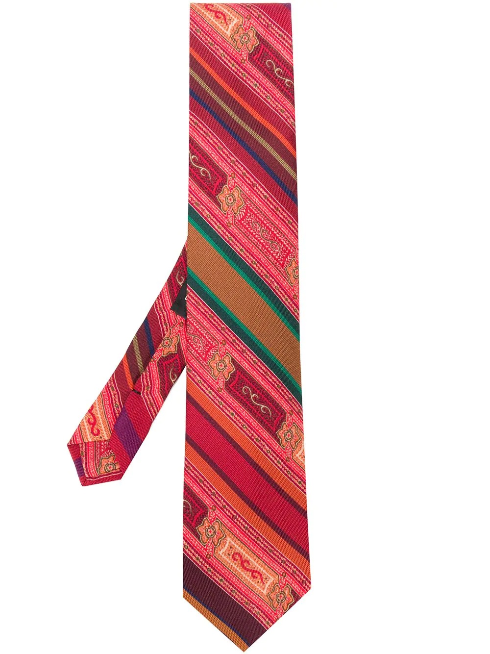 striped print silk tie - 1