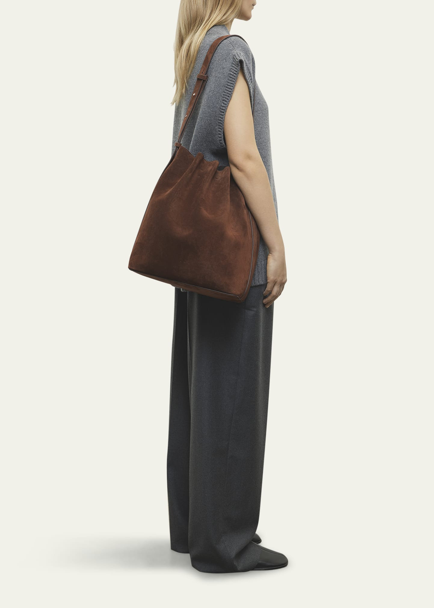 Marin Calfskin Suede Large Bucket Bag - 2