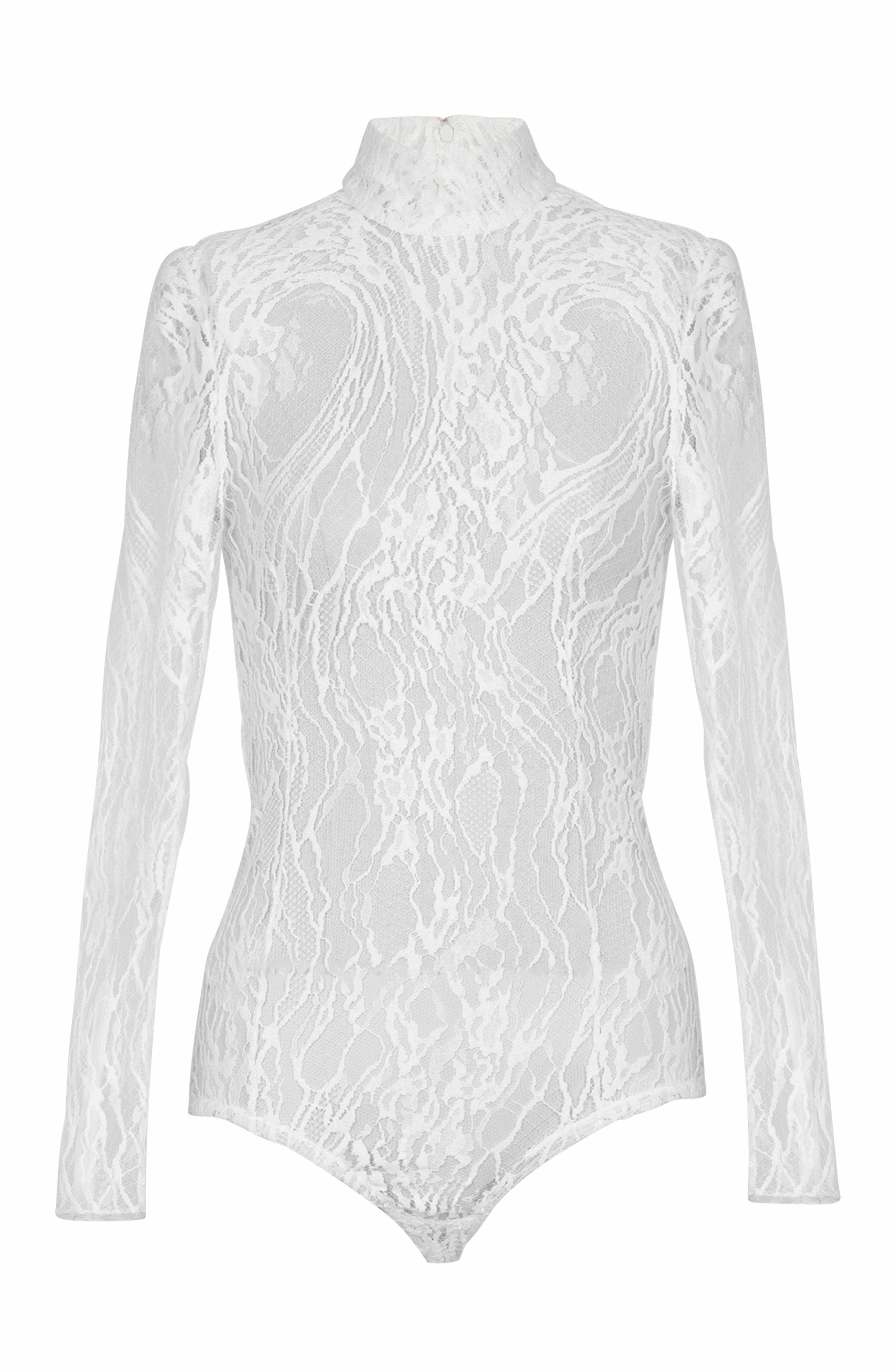 Balmain Long-sleeved lace body in White at Nordstrom - 5
