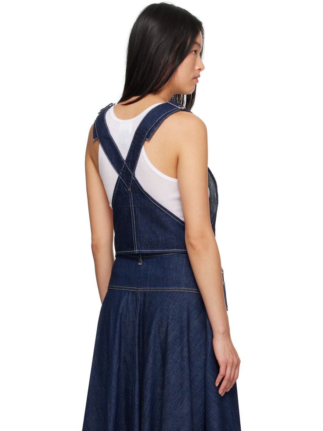 Blue Kenzo Paris Dungaree Denim Tank Top - 3