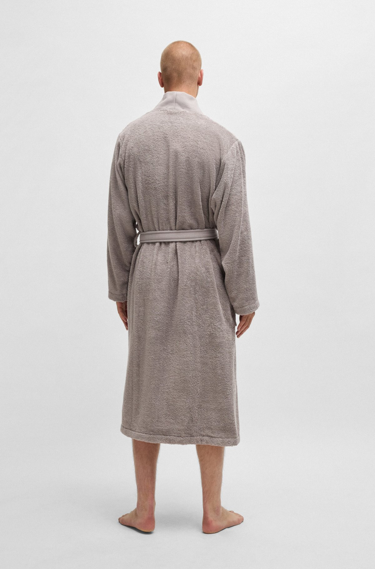 LOGO-LAPEL DRESSING GOWN IN LONG-FIBER COTTON - 7