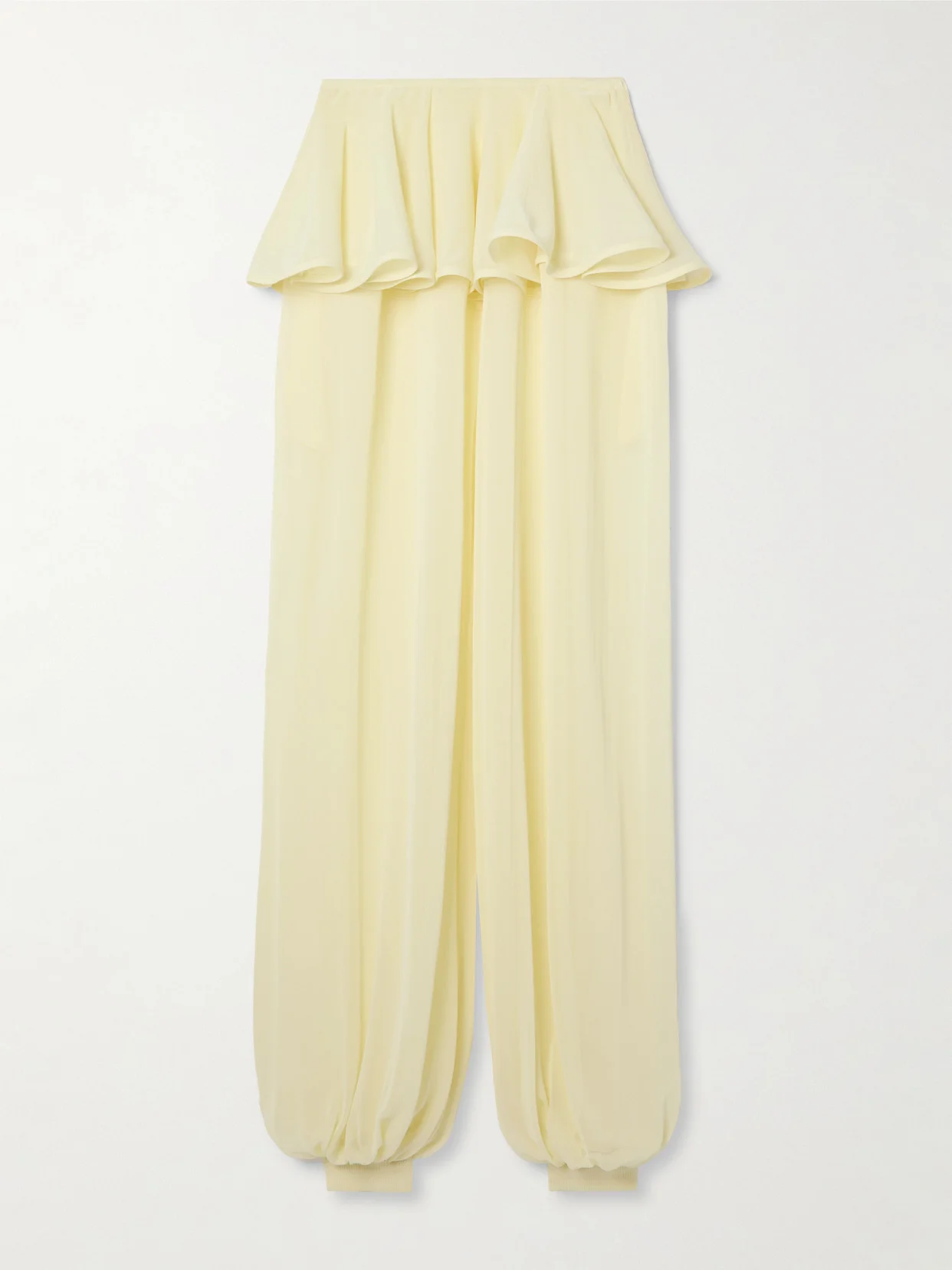 Pleated Georgette Peplum Tapered Pants - 1