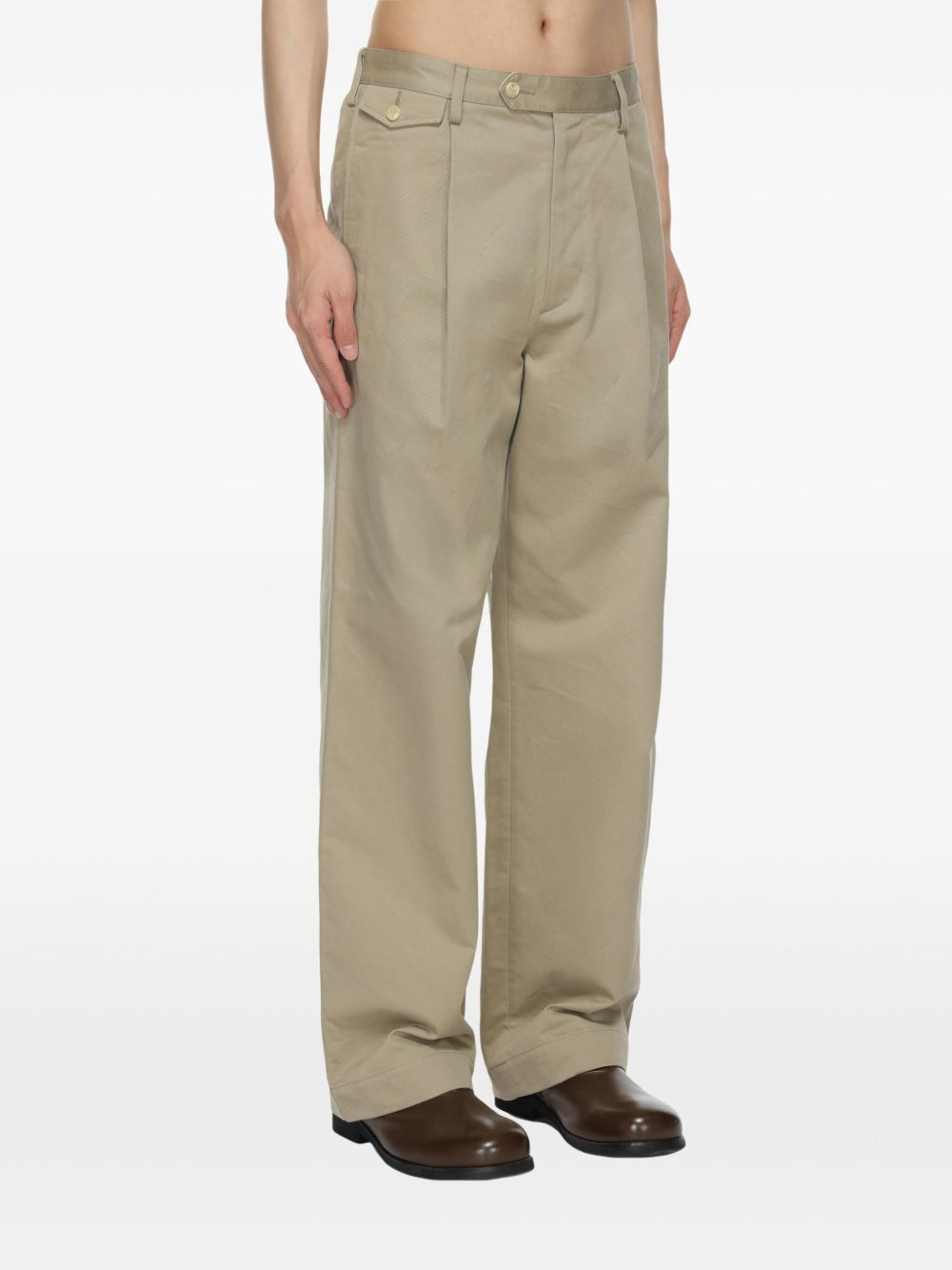 pintuck-detail chino trousers - 4