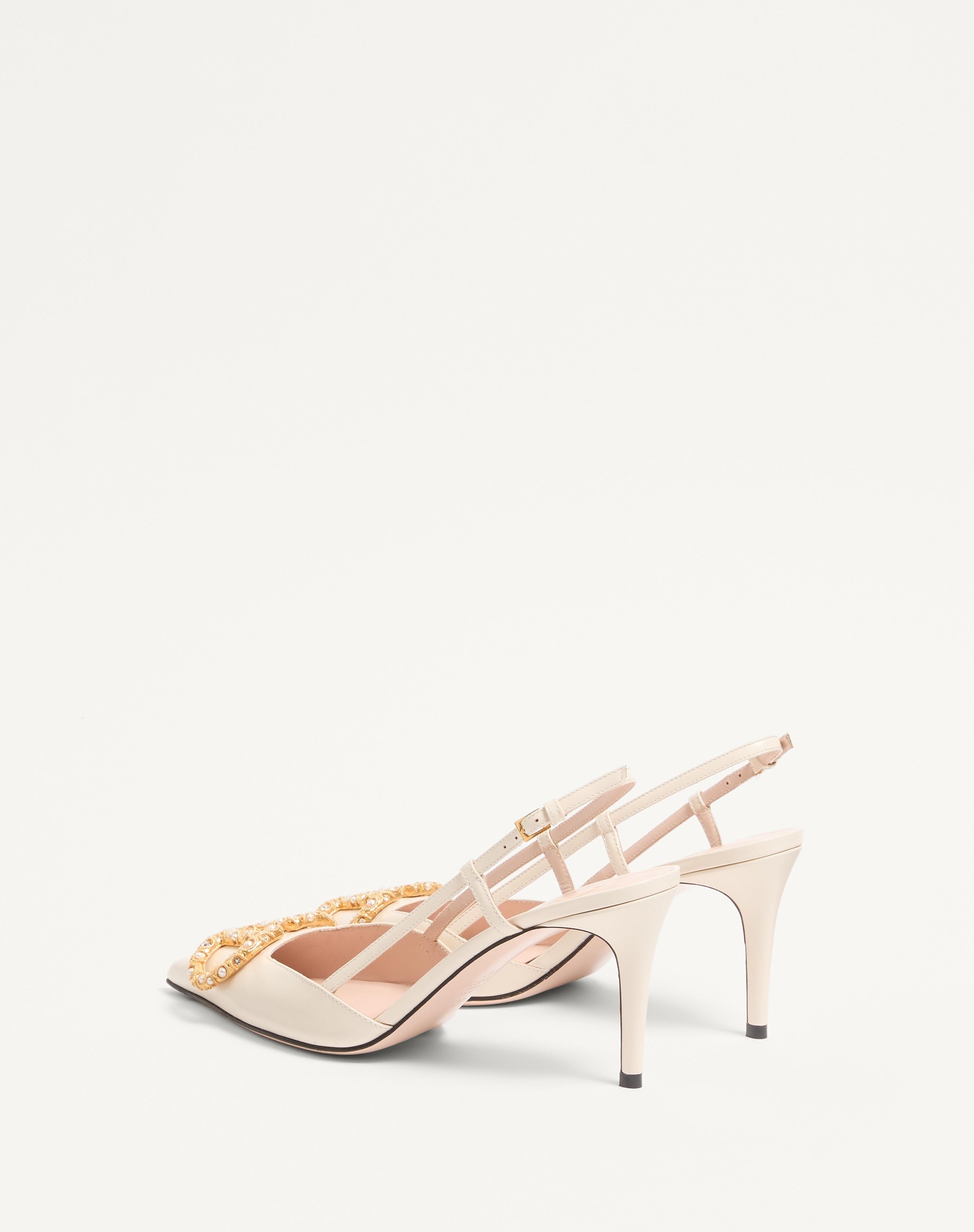 VLOGO SIGNATURE SLINGBACK CALFSKIN PUMP WITH JEWEL LOGO 80MM - 5