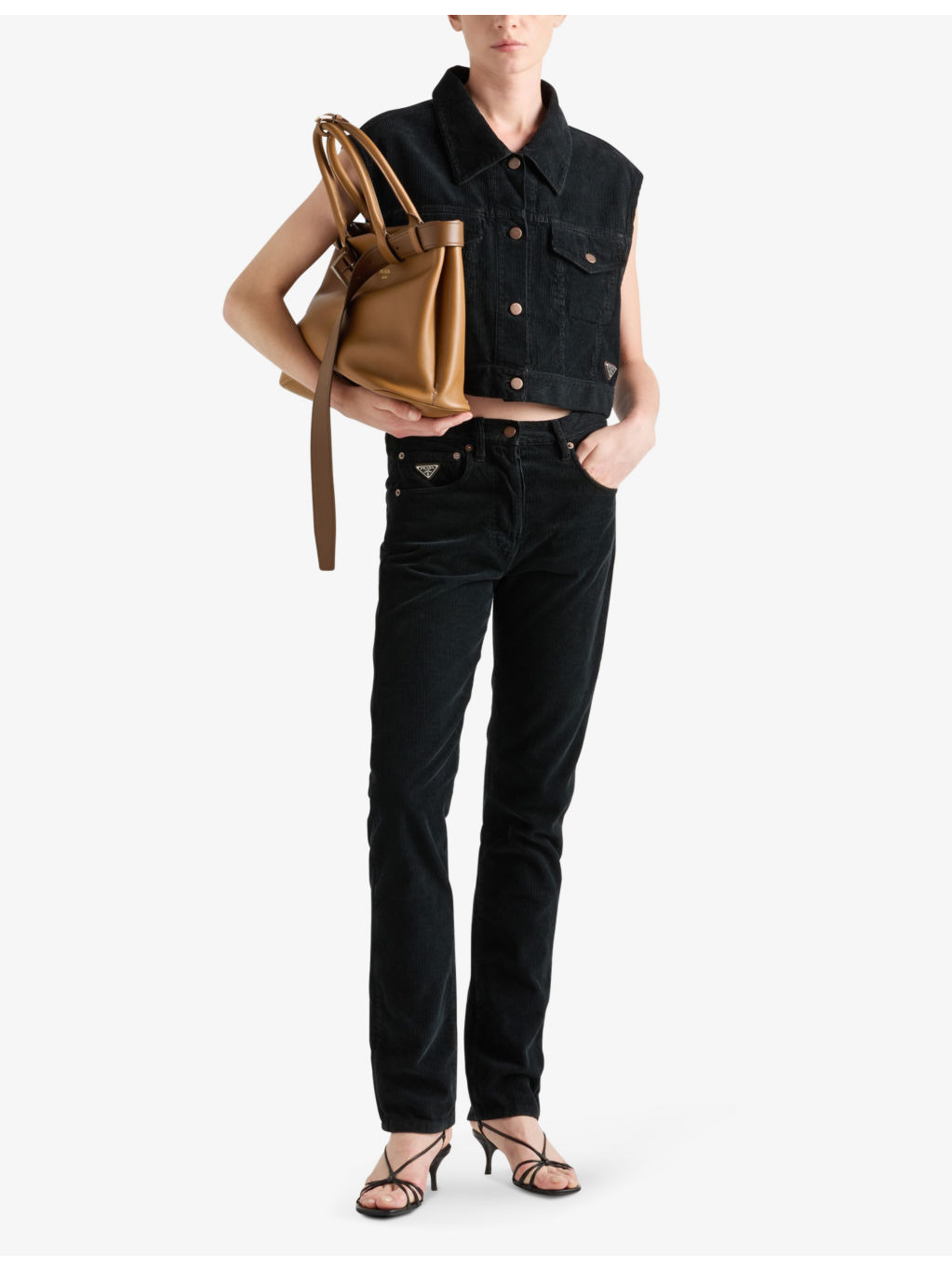 Logo-plaque cropped cotton-corduroy waistcoat - 2