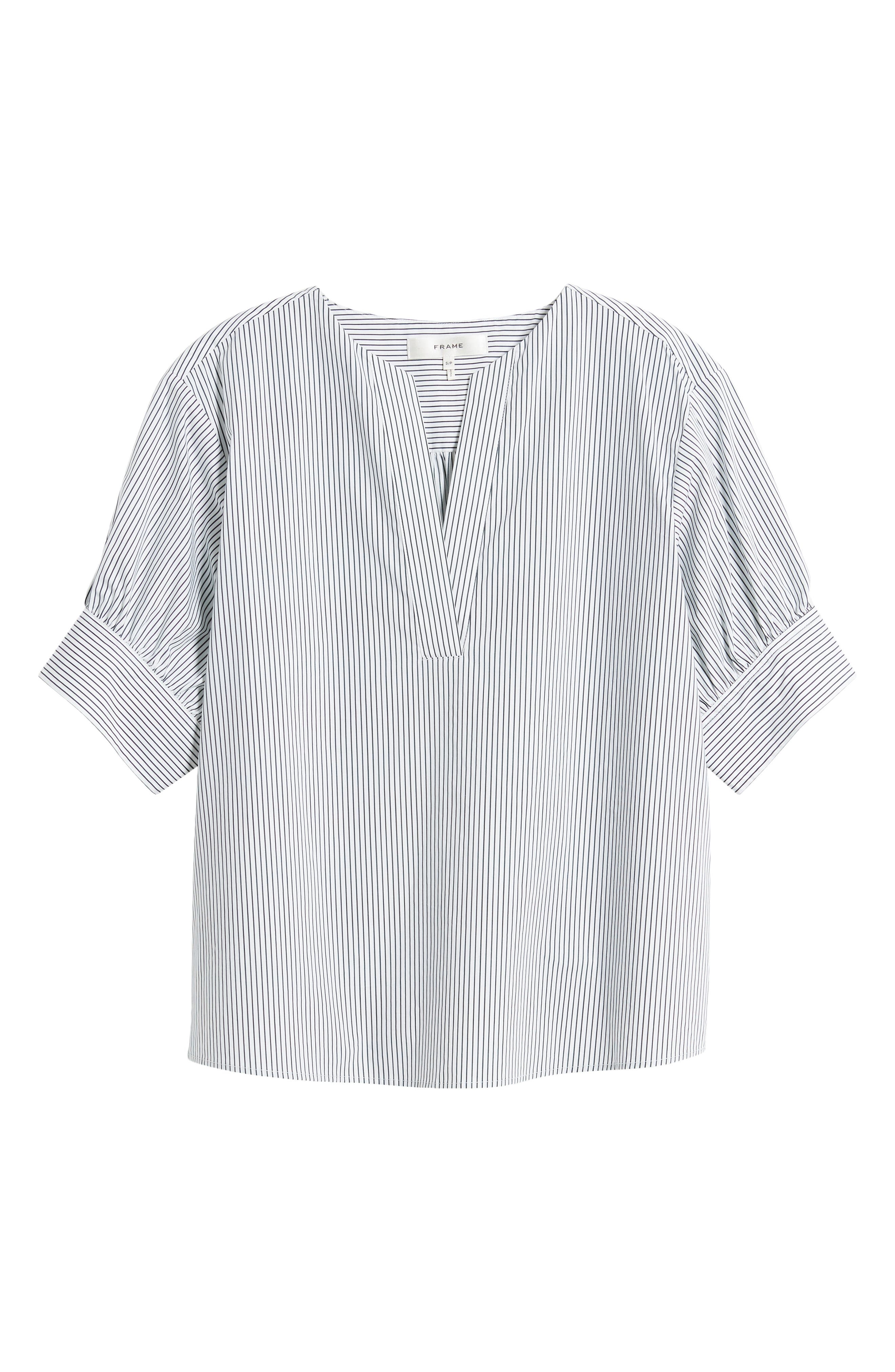Stripe Split Neck Organic Cotton Popover Top - 5