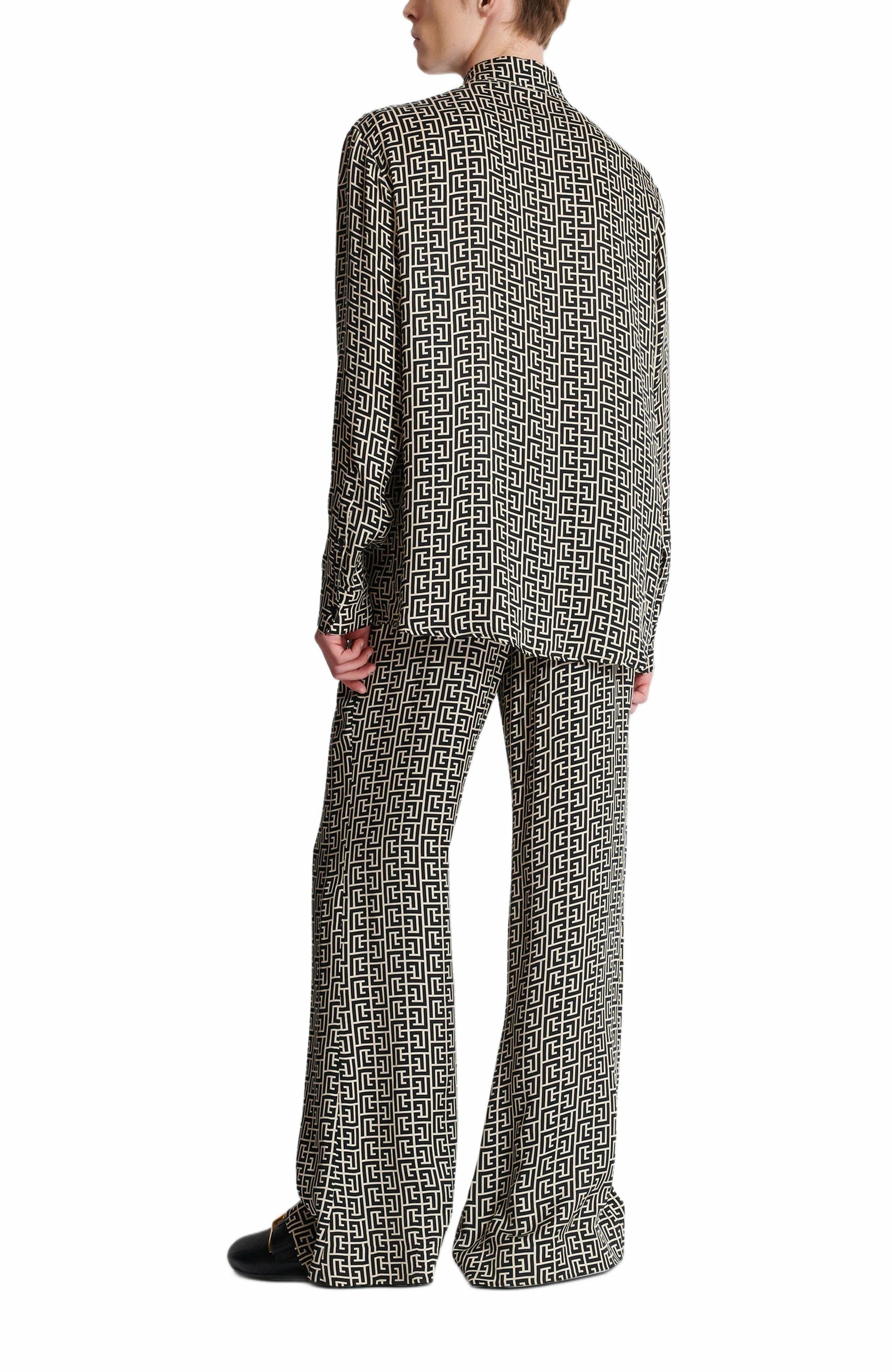 Balmain Monogrammed flowing shirt in Black at Nordstrom - 4
