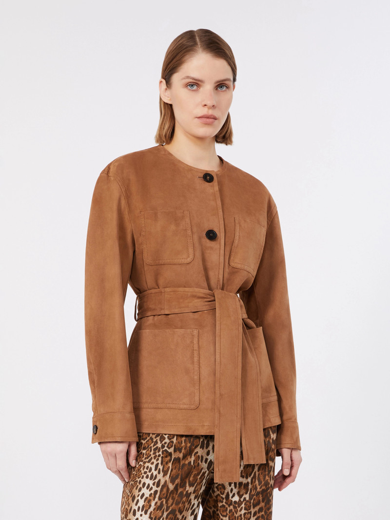 BOEMIA Belted suede jacket - CAMEL 3