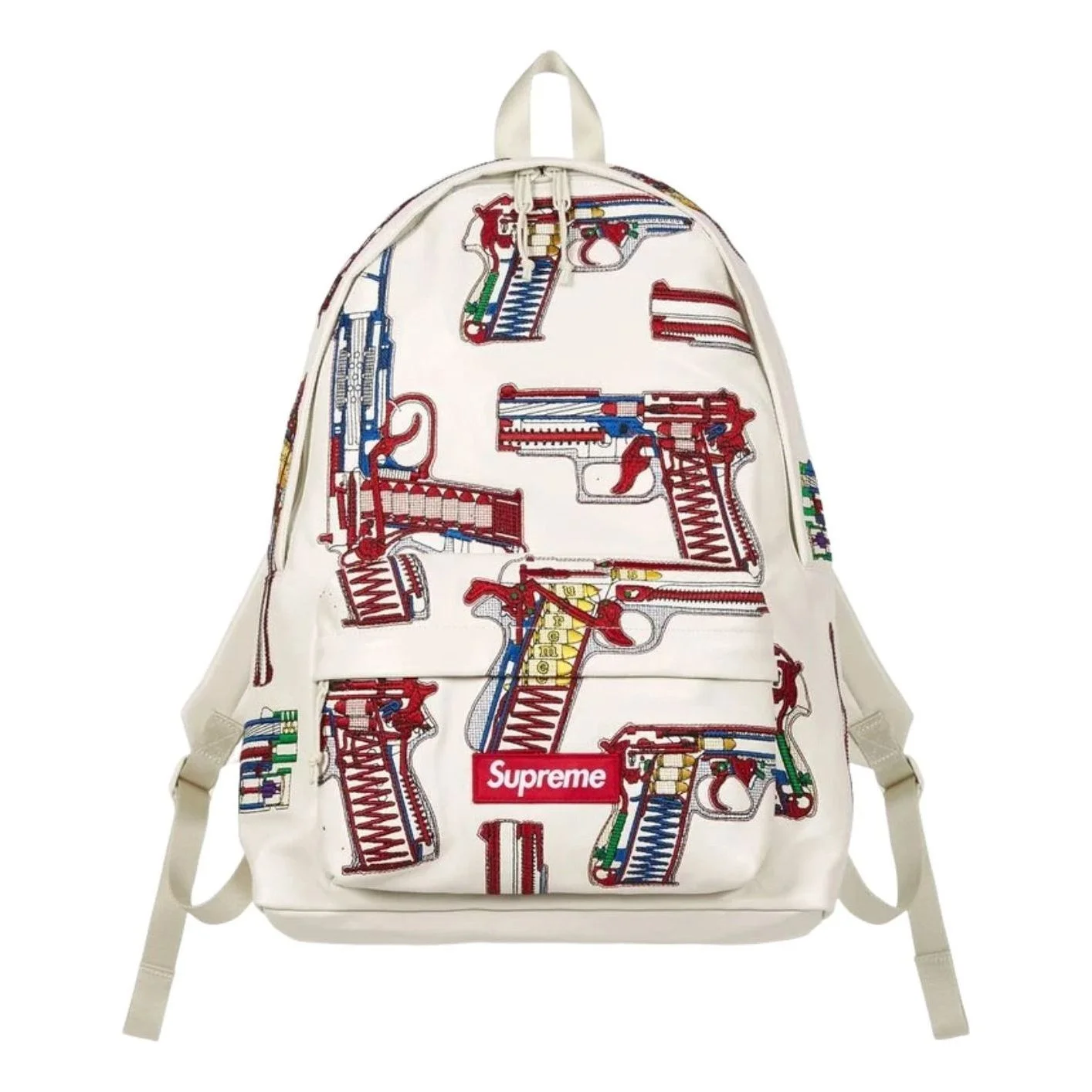 Supreme SS26 Guns Embroidered Leather Backpack 'White' SS26B32-WHITE - 1