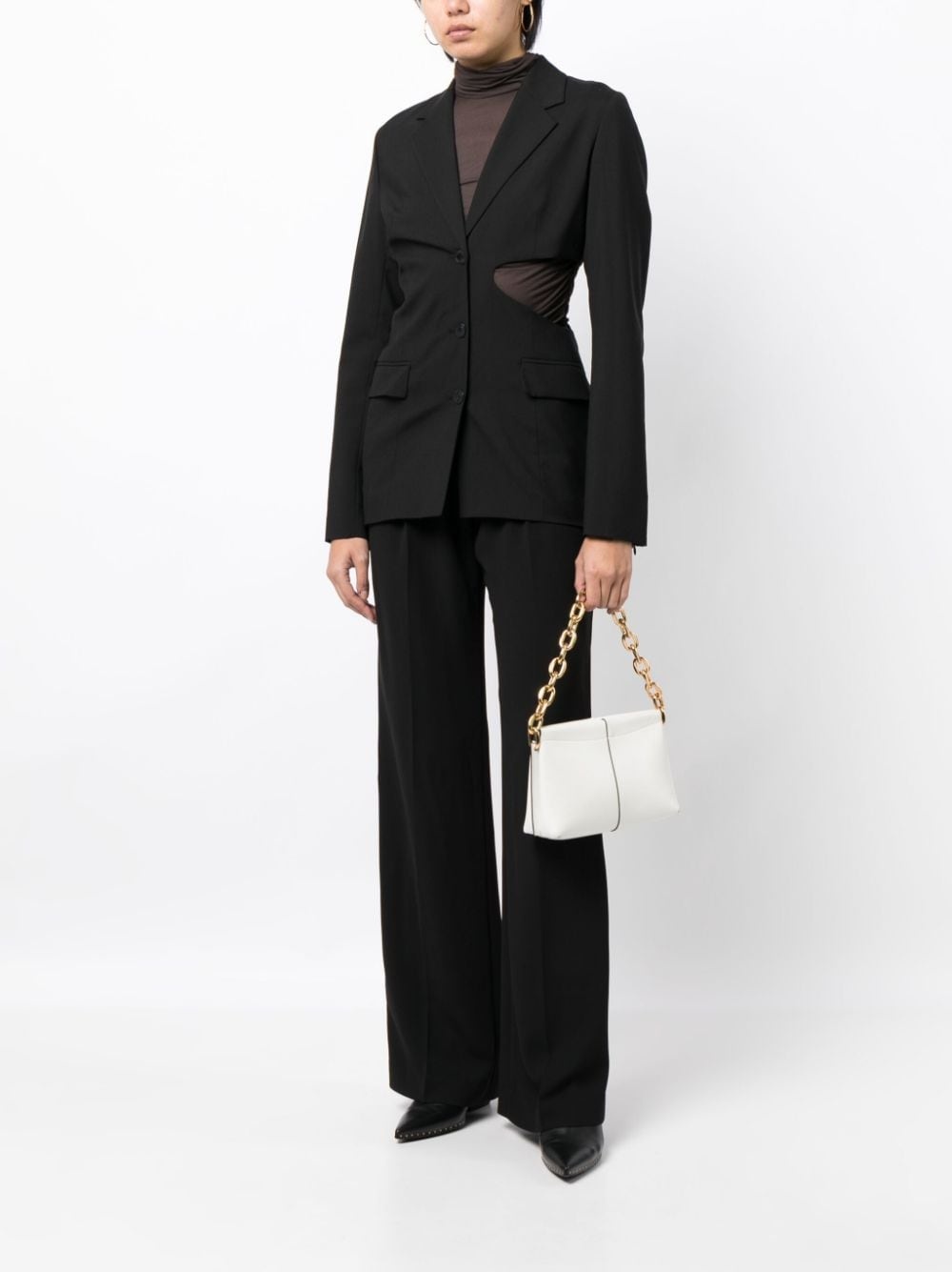 notched-lapels cut-out detailing blazer - 2