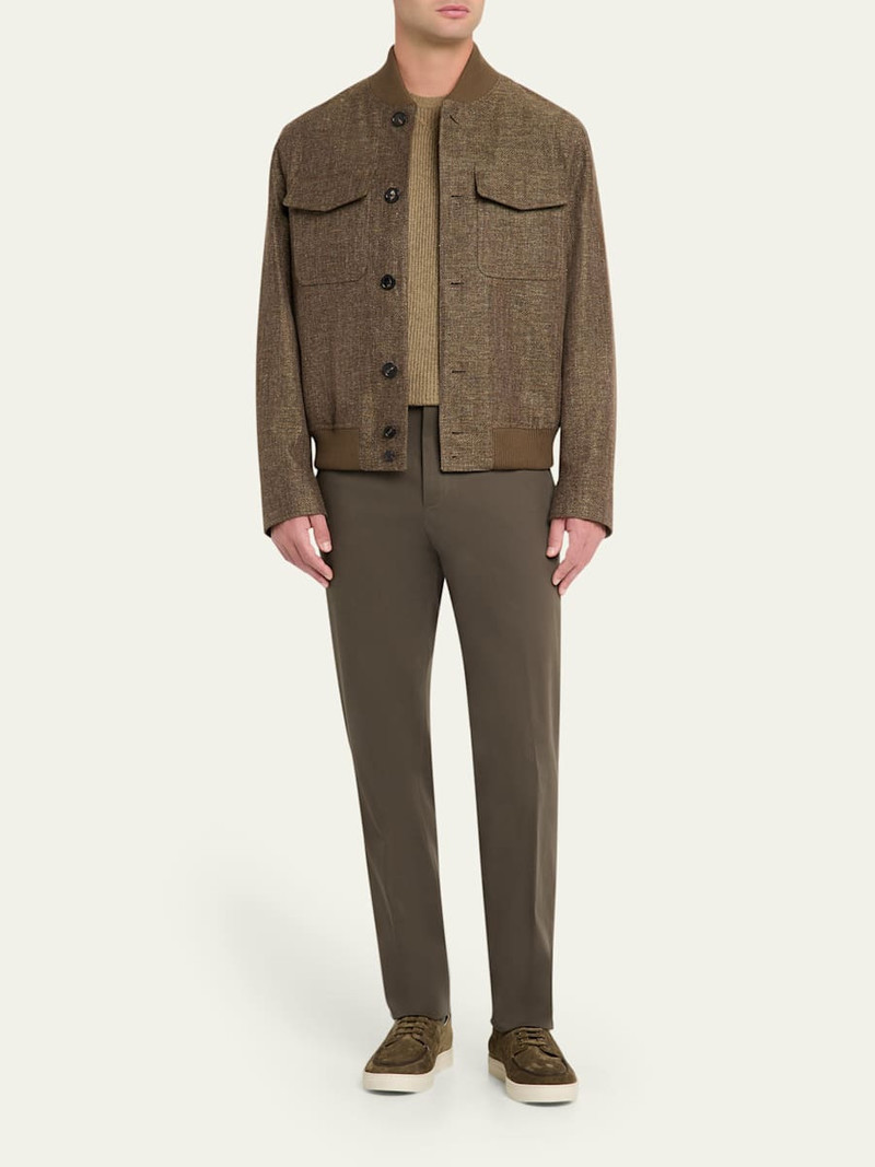 Loro Piana Men's Jarno Cotton Straight Fit Flat-Front Pants outlook