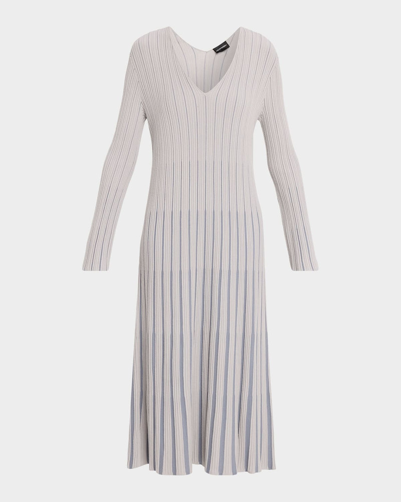 Long-Sleeve V-Neck Midi Dress 1