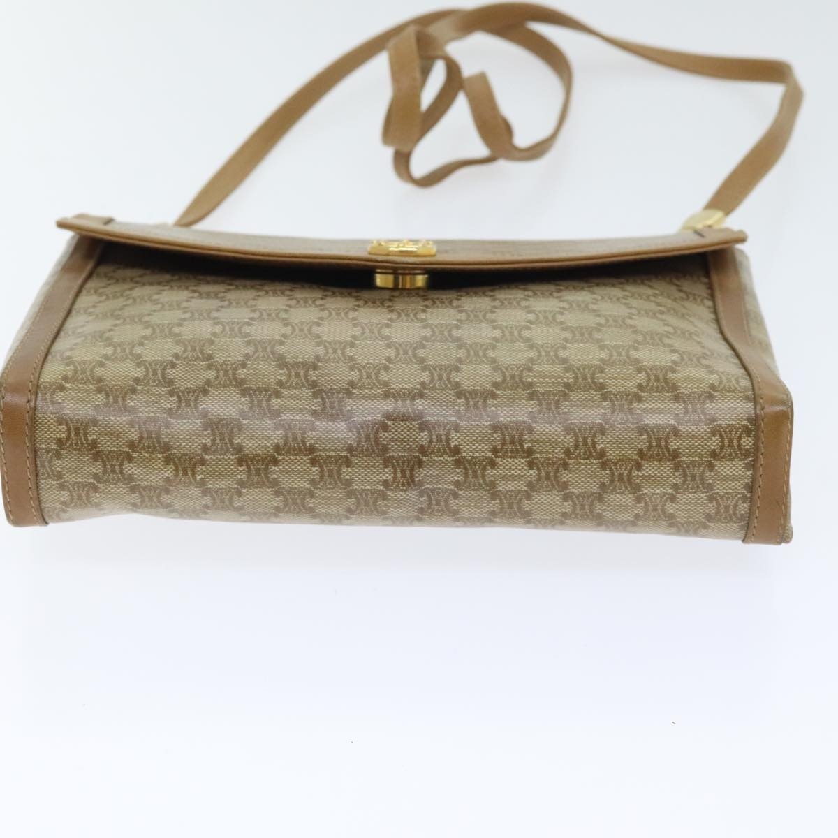 CELINE Macadam Canvas Shoulder Bag Beige Gold - 5