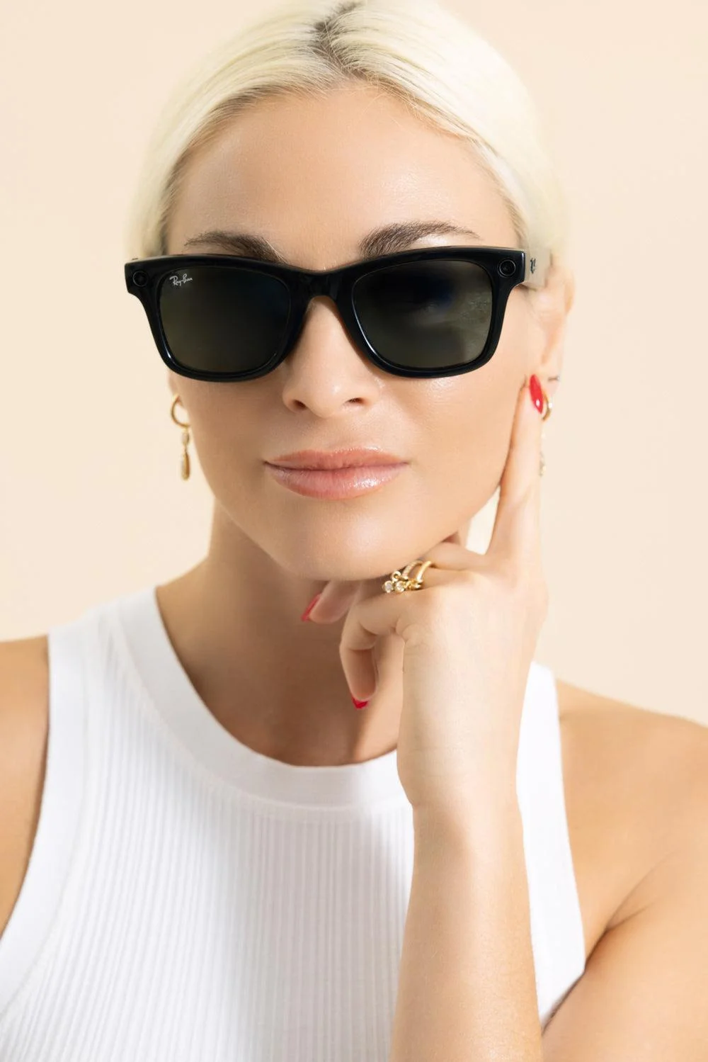 Meta Wayfarer Sunglasses - Shiny Black Green - 1