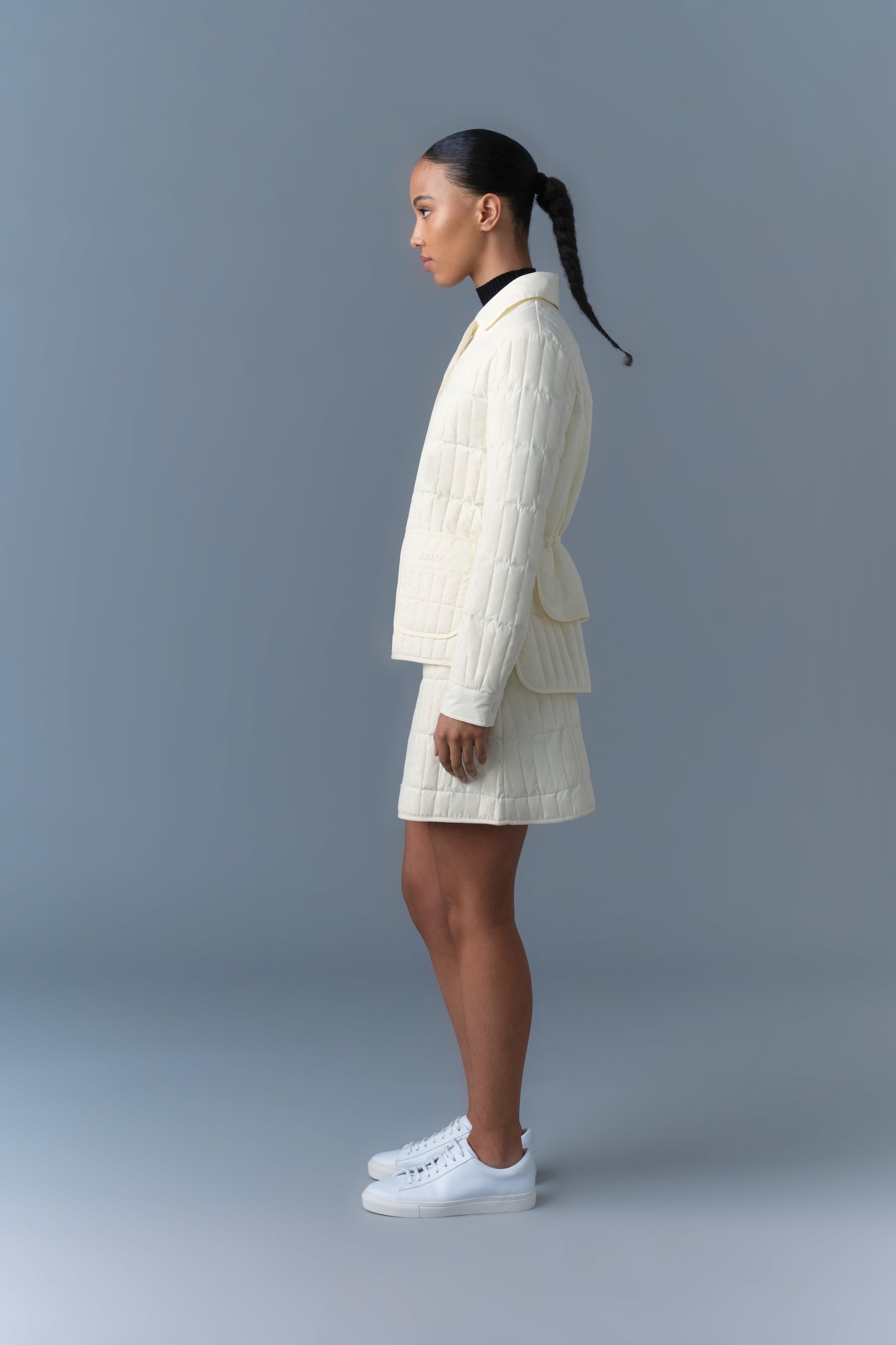 SIAN Vertical Quilted Jacket with Spread Collar - 3