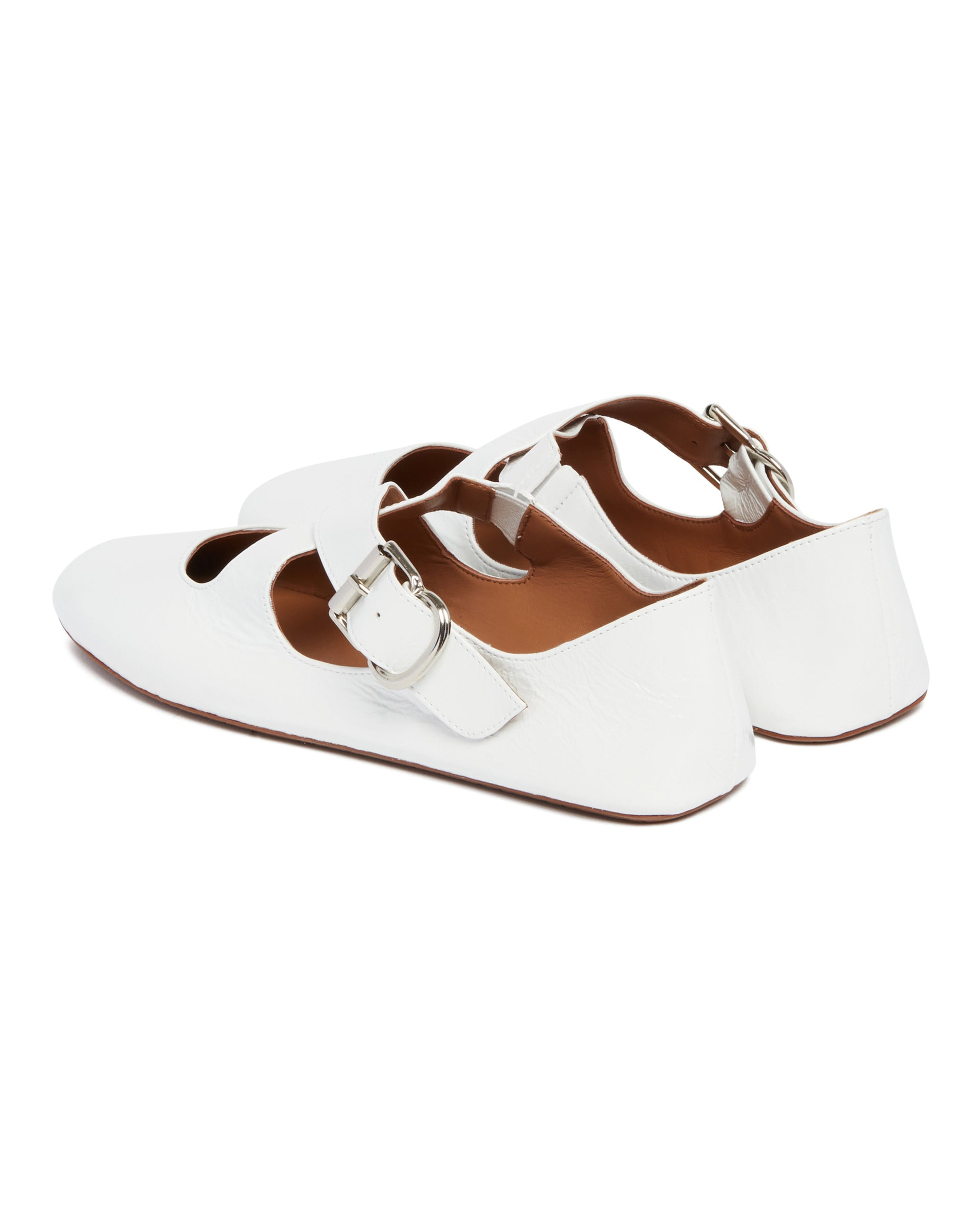 White Criss Cross Ballet Flats - 5