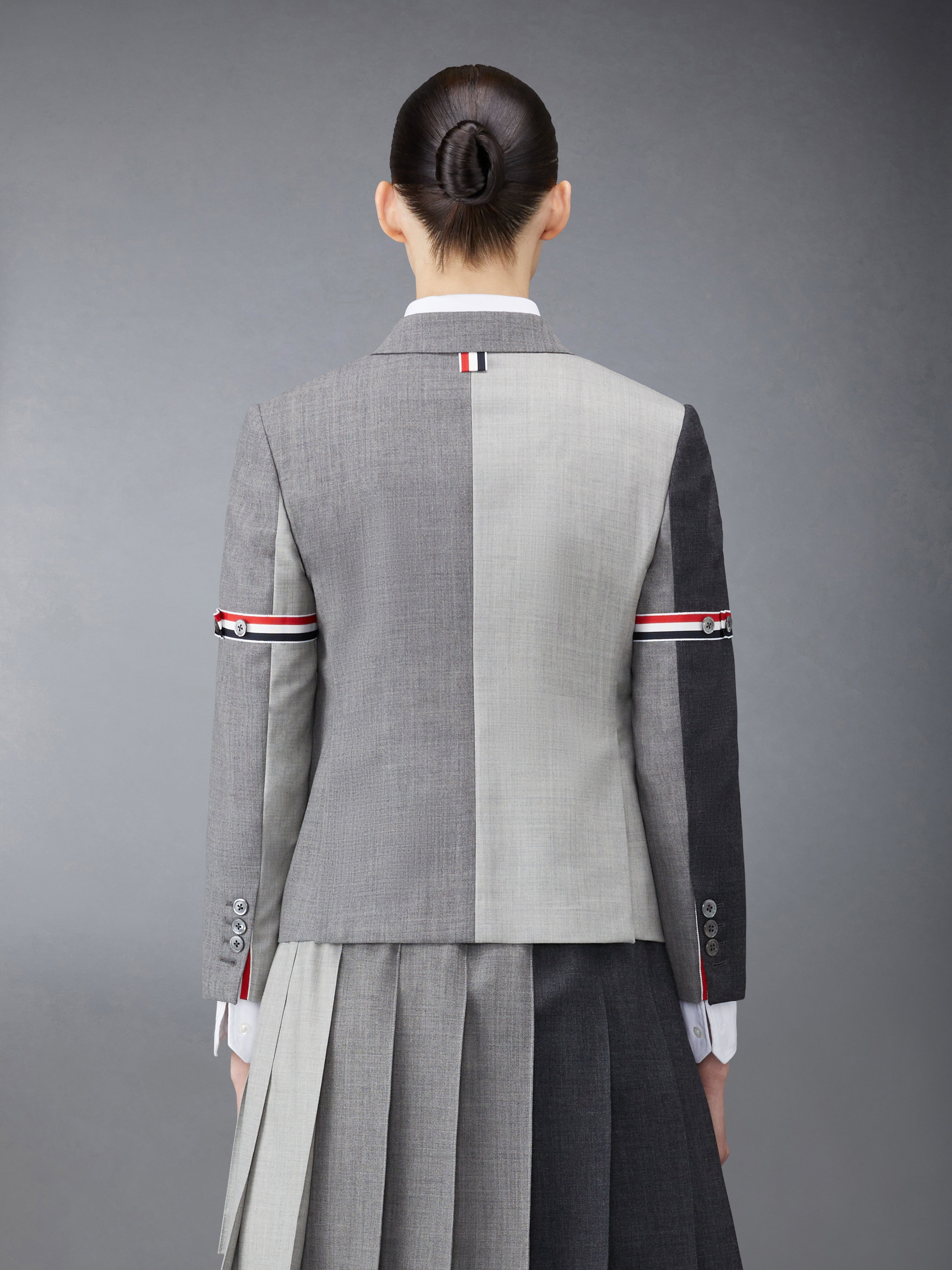 Grey Fun-Mix Wool 2 Ply Fresco High Armhole Jacket - 2