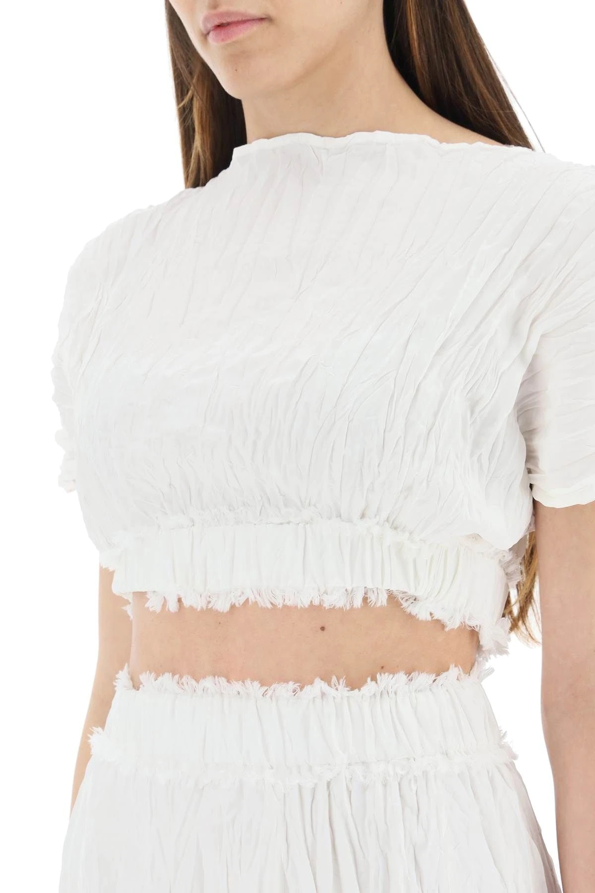 CRINKLED SILK CROP TOP - 5