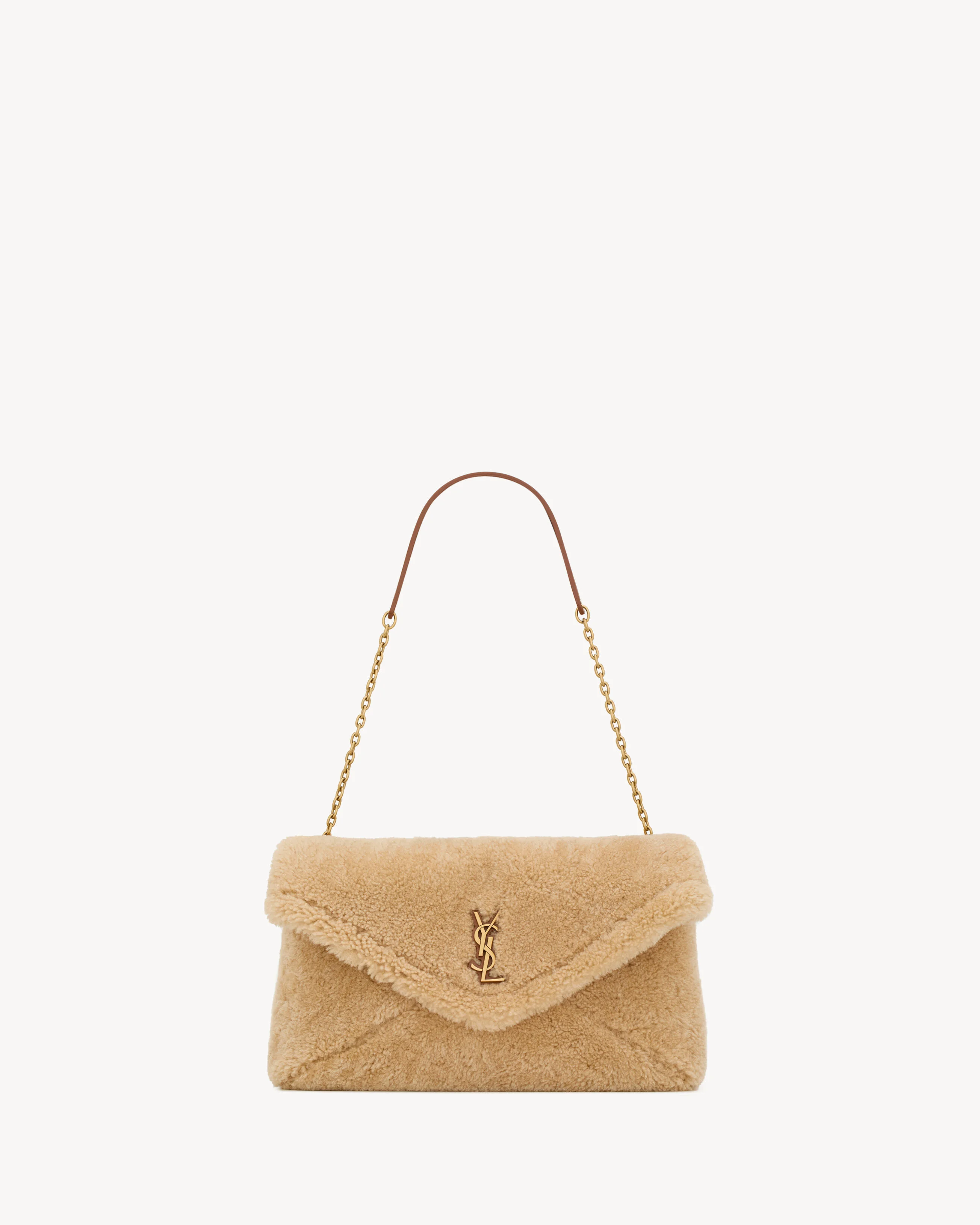 CASSANDRE LARGE POUCH ON CHAIN IN SHEARLING - 1