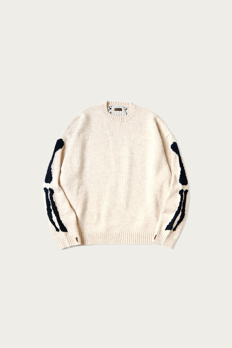 Kapital 5G Wool BONE Crew Sweater -  Natural outlook