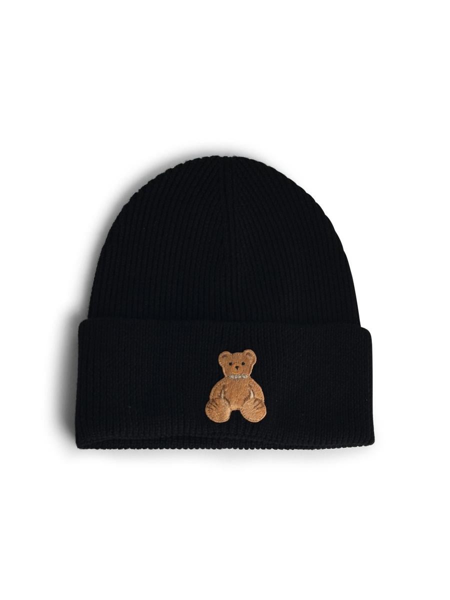 Palm Angels 'Bear In Mind' Black Wool Beanie - 1