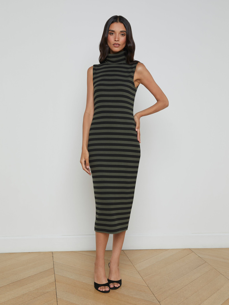 L'AGENCE Brita Striped Turtleneck Dress outlook