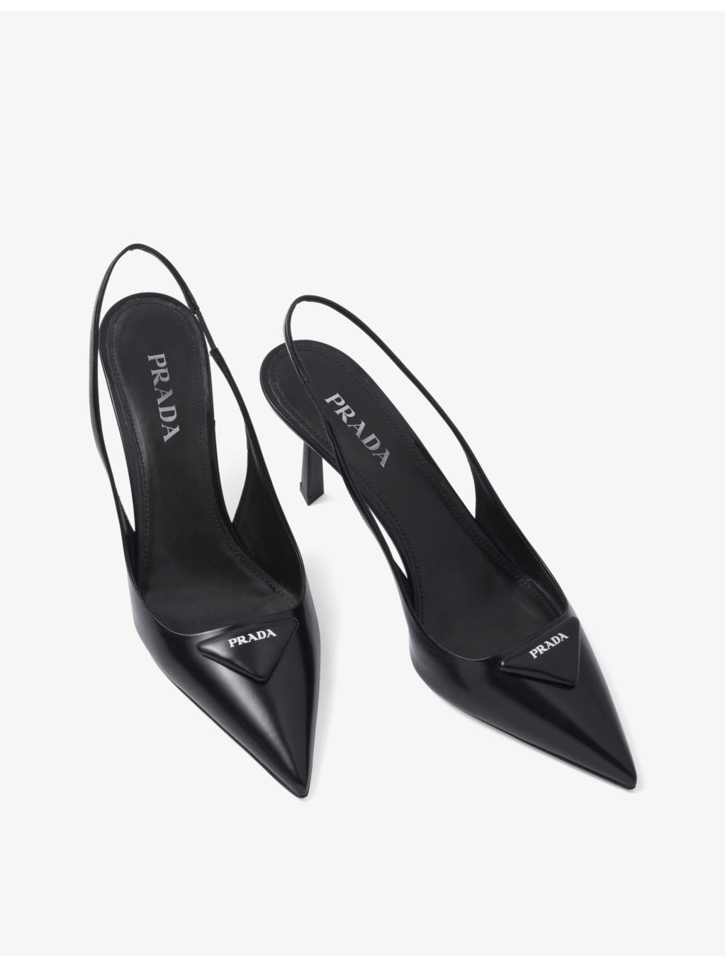 Logo-plaque slingback heeled leather pumps - 3